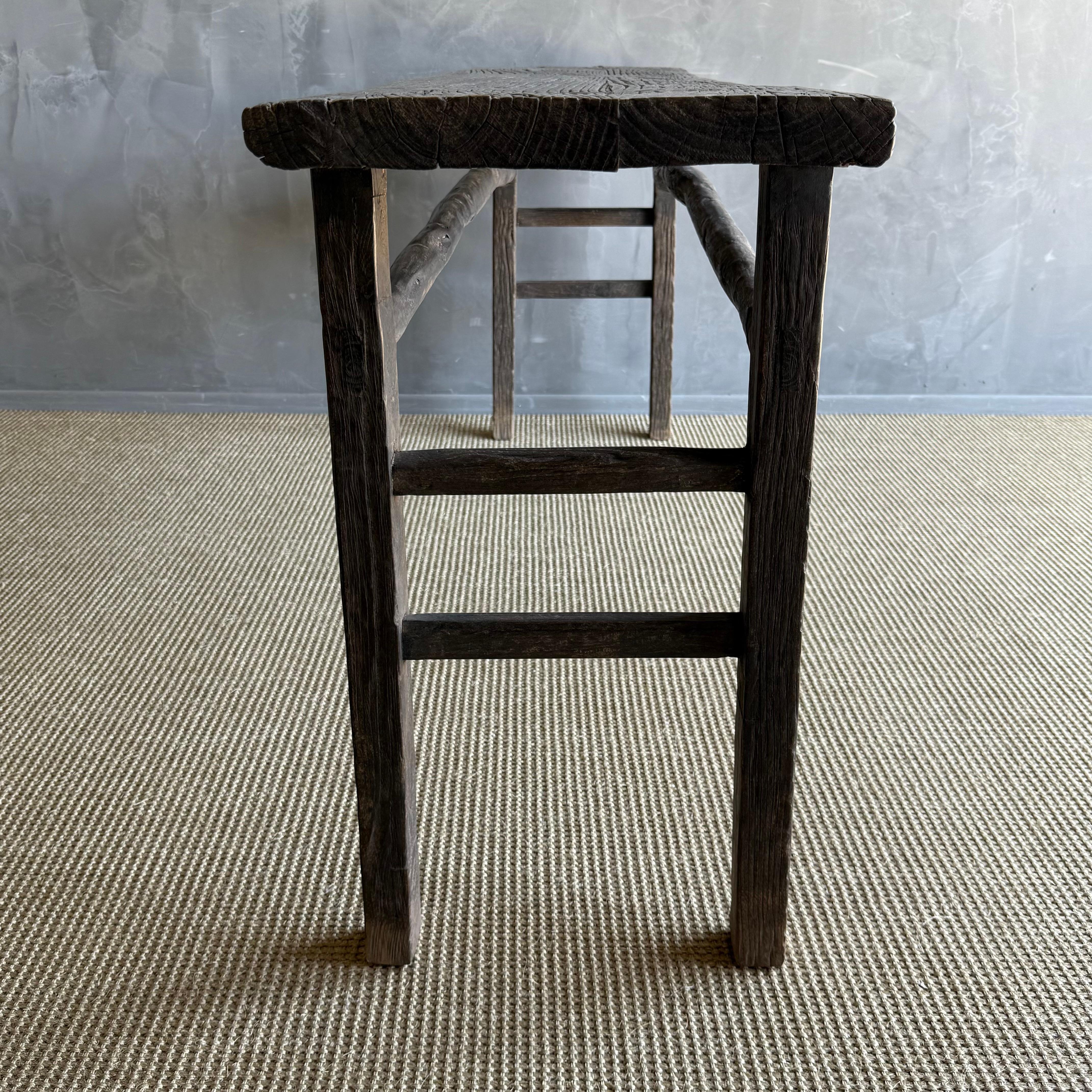 Mesa consola vintage de madera de olmo 78