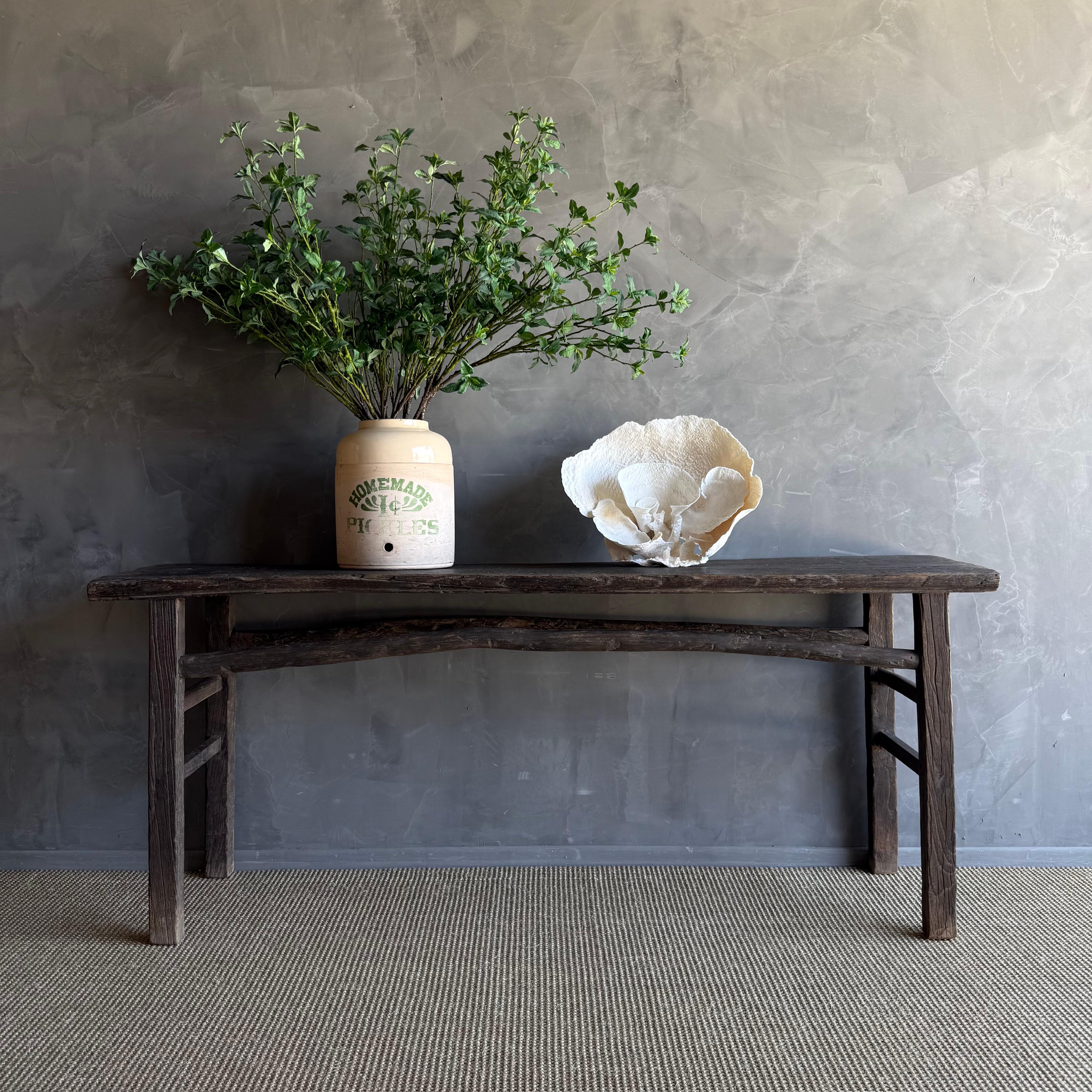 Mesa consola vintage de madera de olmo 78