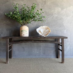 Vintage Elm Wood Console Table 78" wide