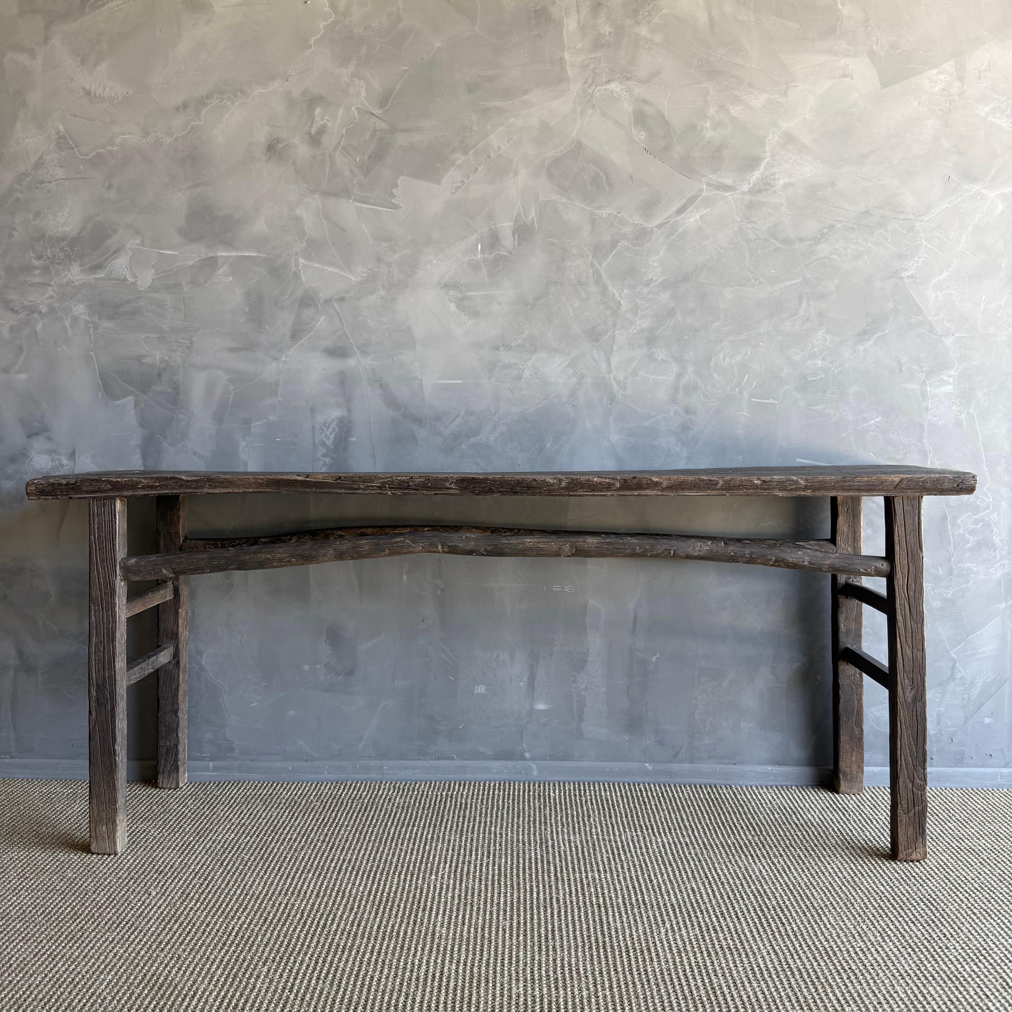Mesa consola vintage de madera de olmo 78