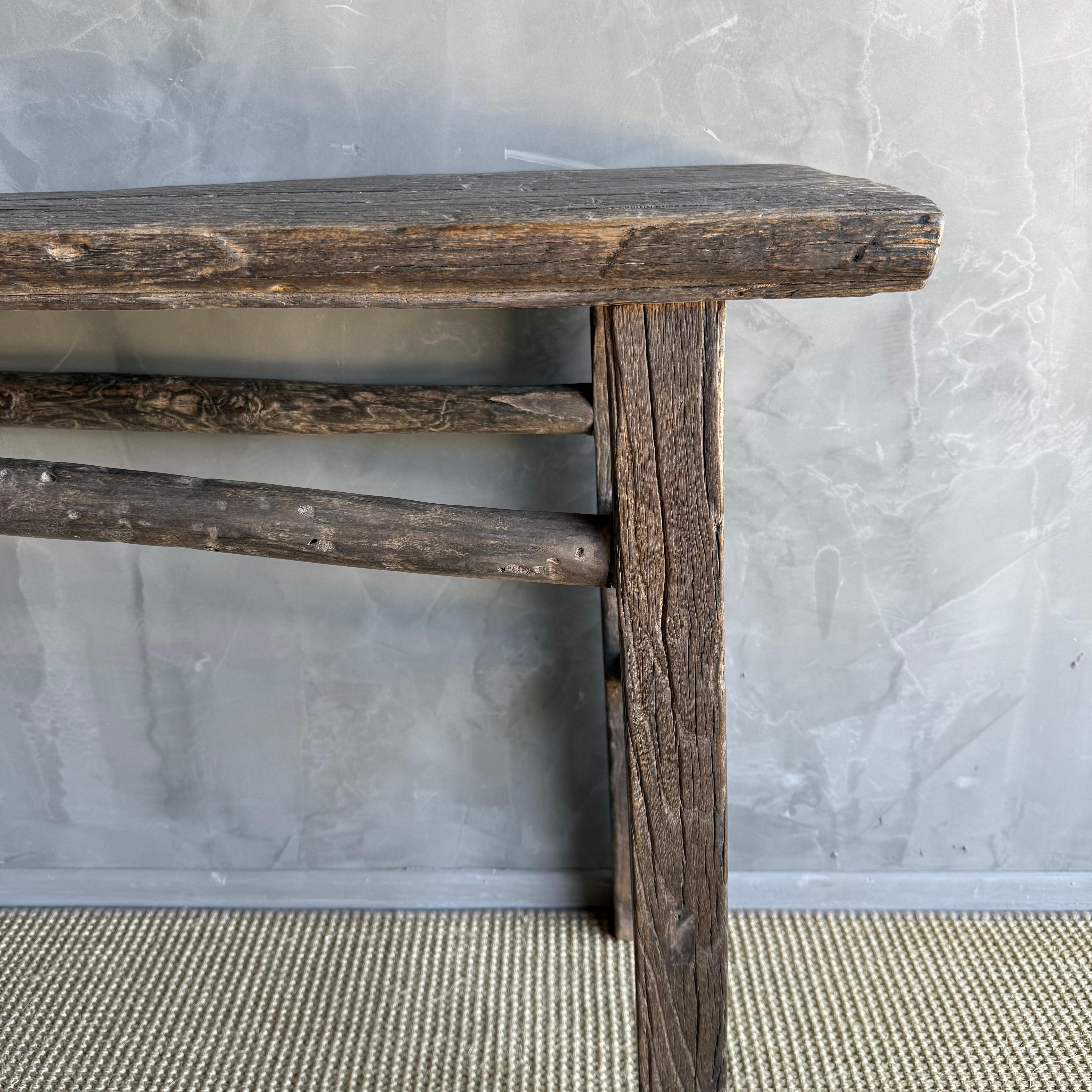 Mesa consola vintage de madera de olmo 78