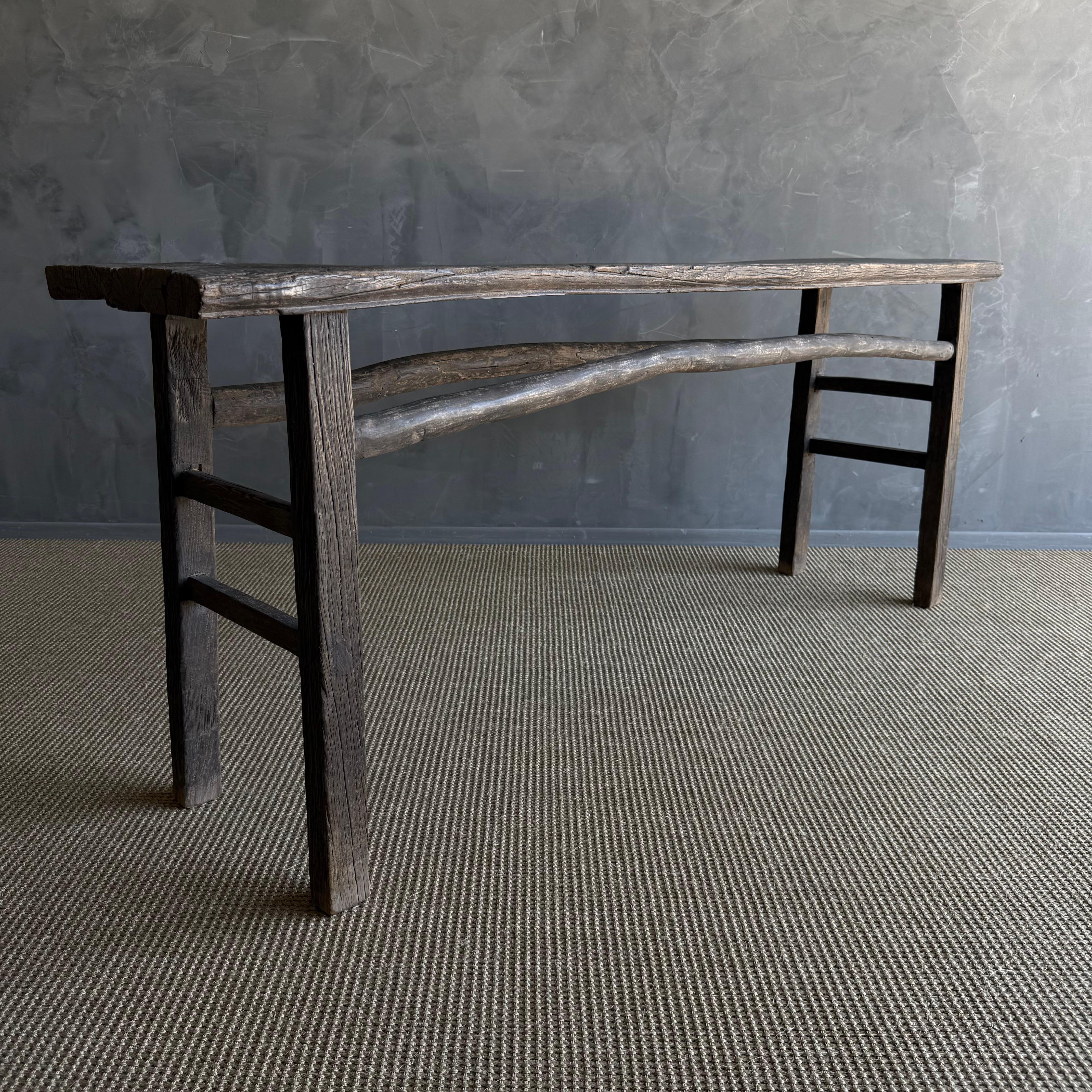 Mesa consola vintage de madera de olmo 78