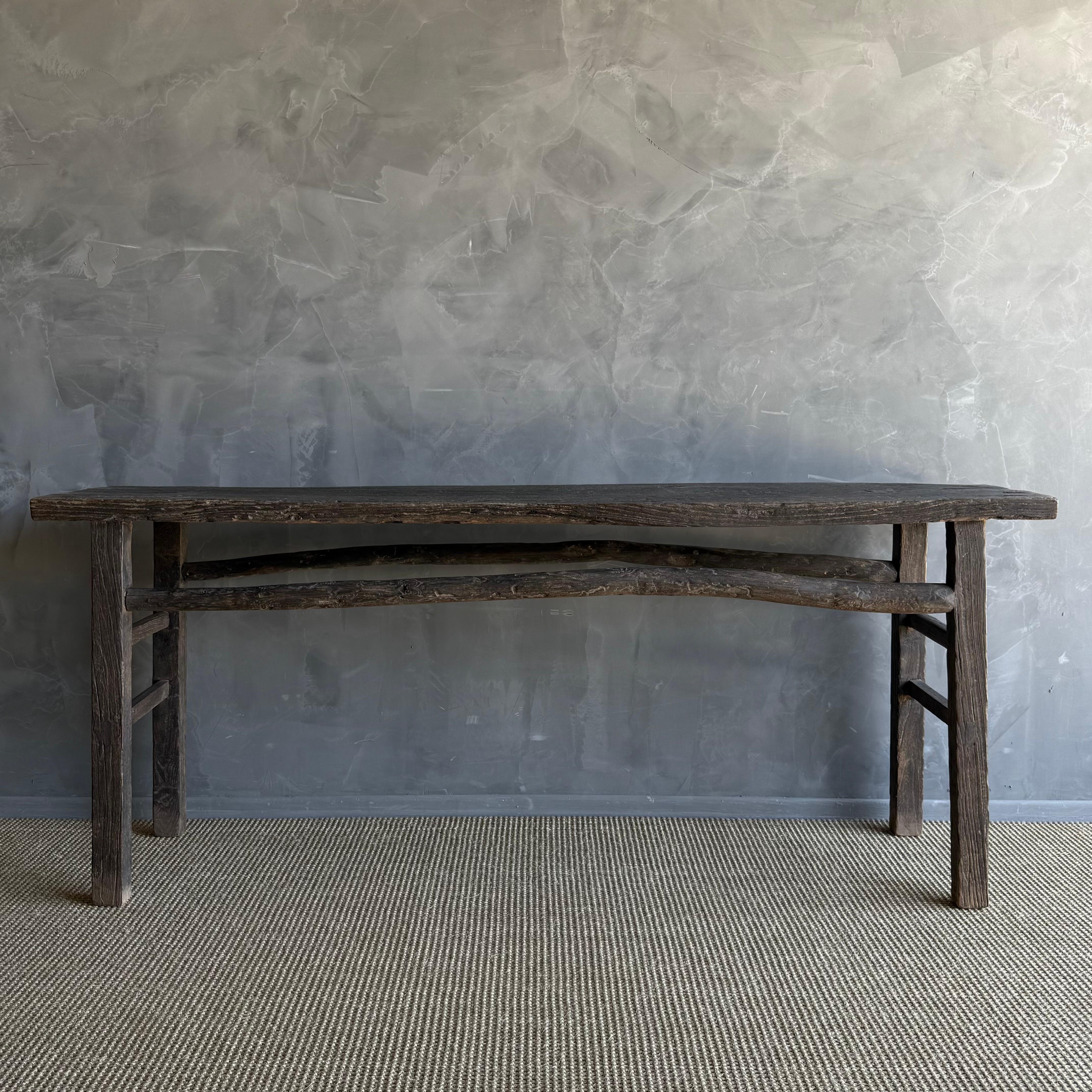 Mesa consola vintage de madera de olmo 78