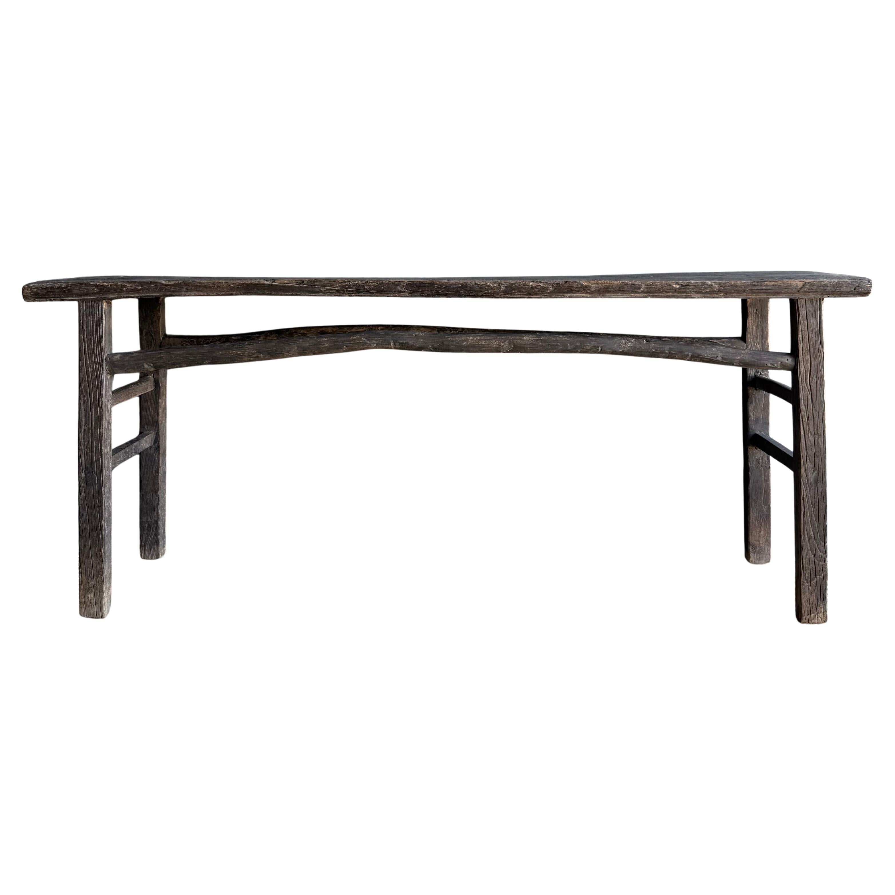 Mesa consola vintage de madera de olmo 78" de ancho en venta