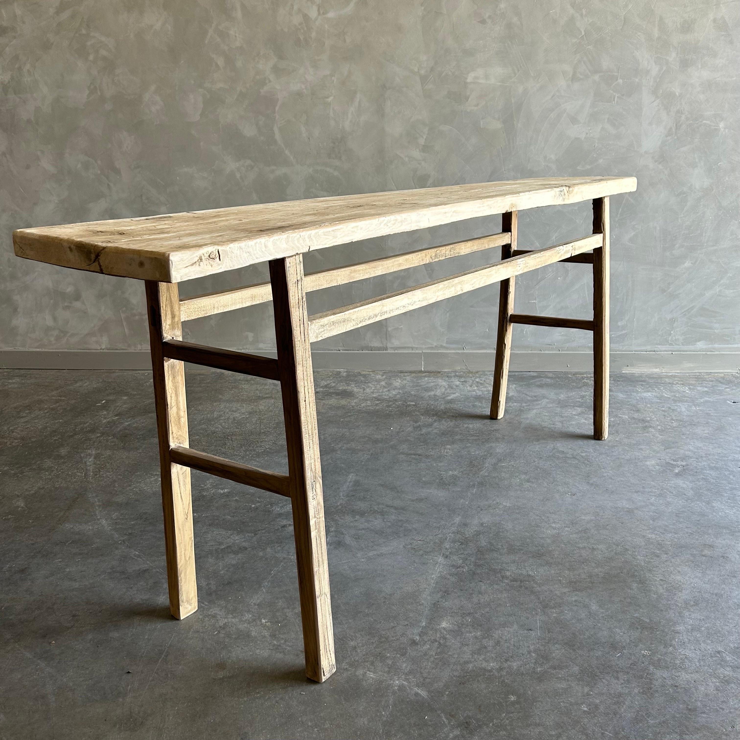 Vintage Elm Wood Console Table For Sale at 1stDibs