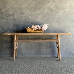 Vintage Elm Wood Console Table 79.5"