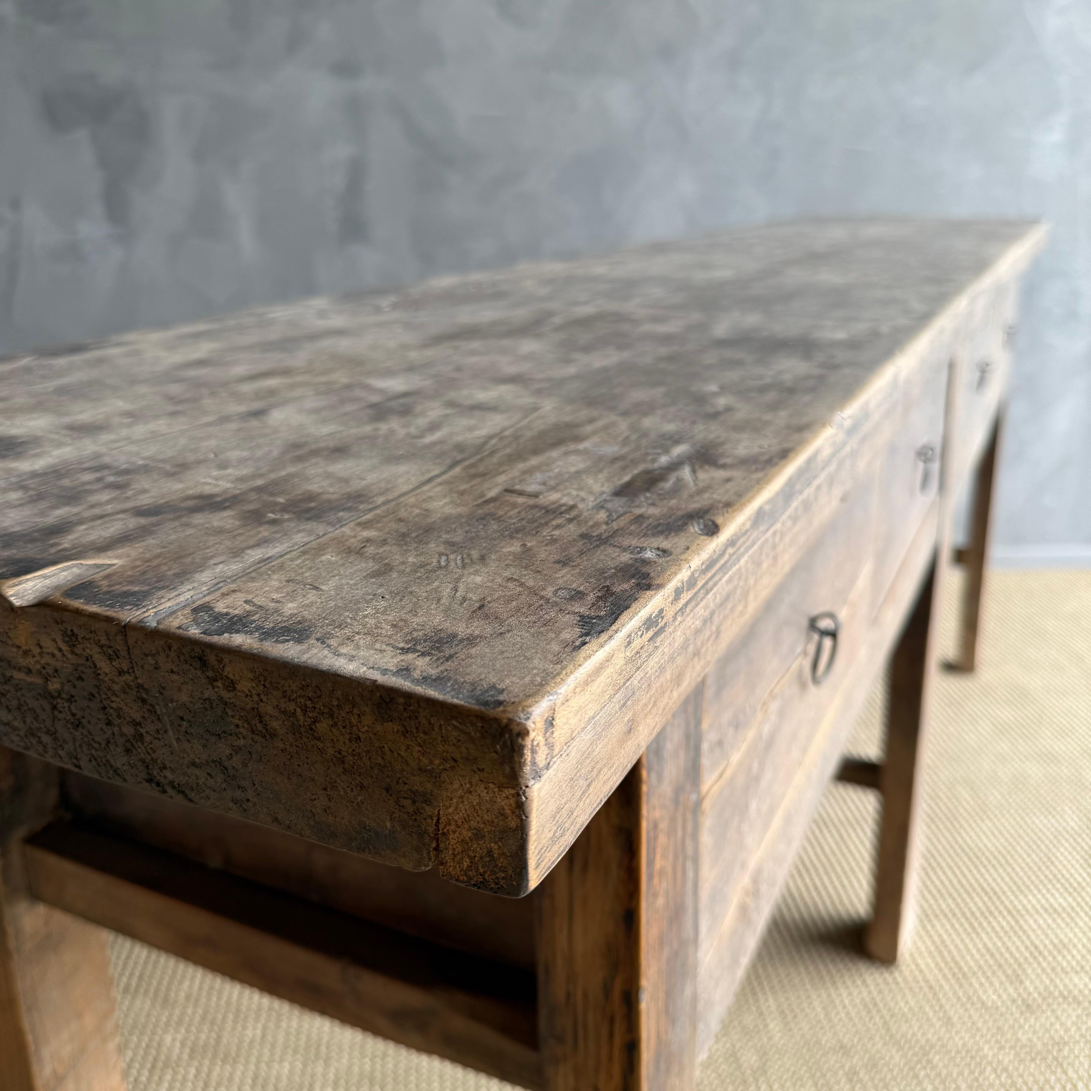 Table console vintage en bois d'orme 82.5