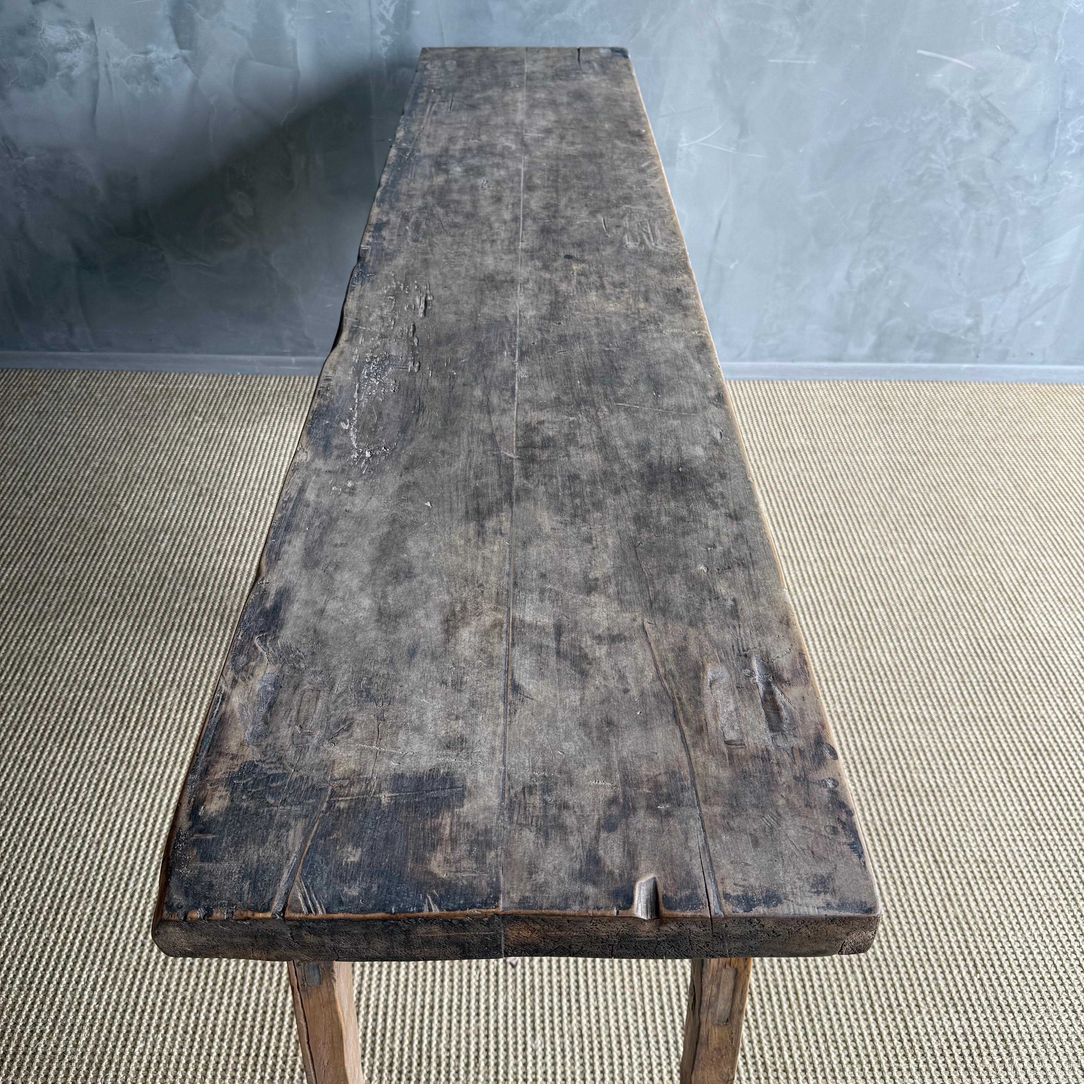 Table console vintage en bois d'orme 82.5