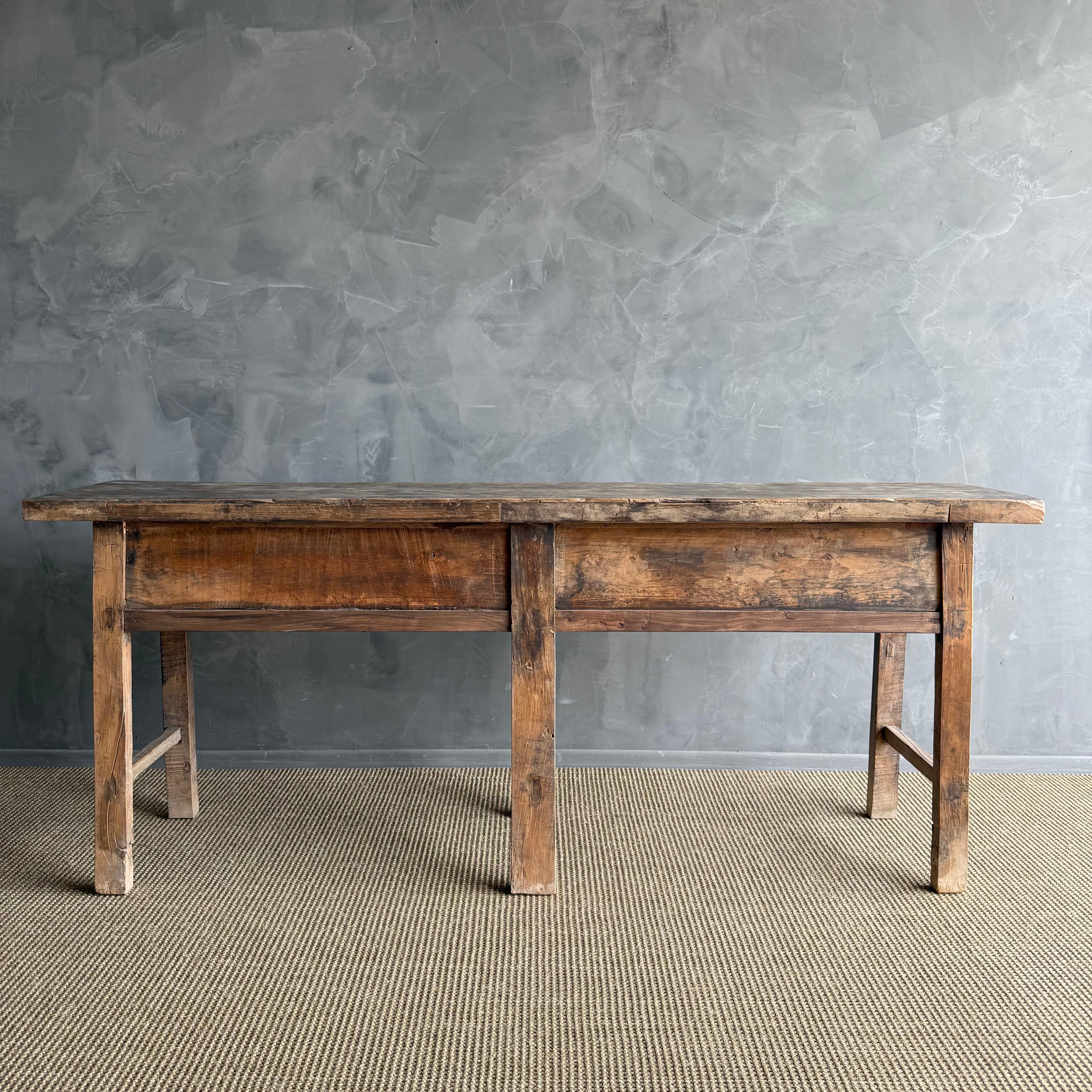 Table console vintage en bois d'orme 82.5