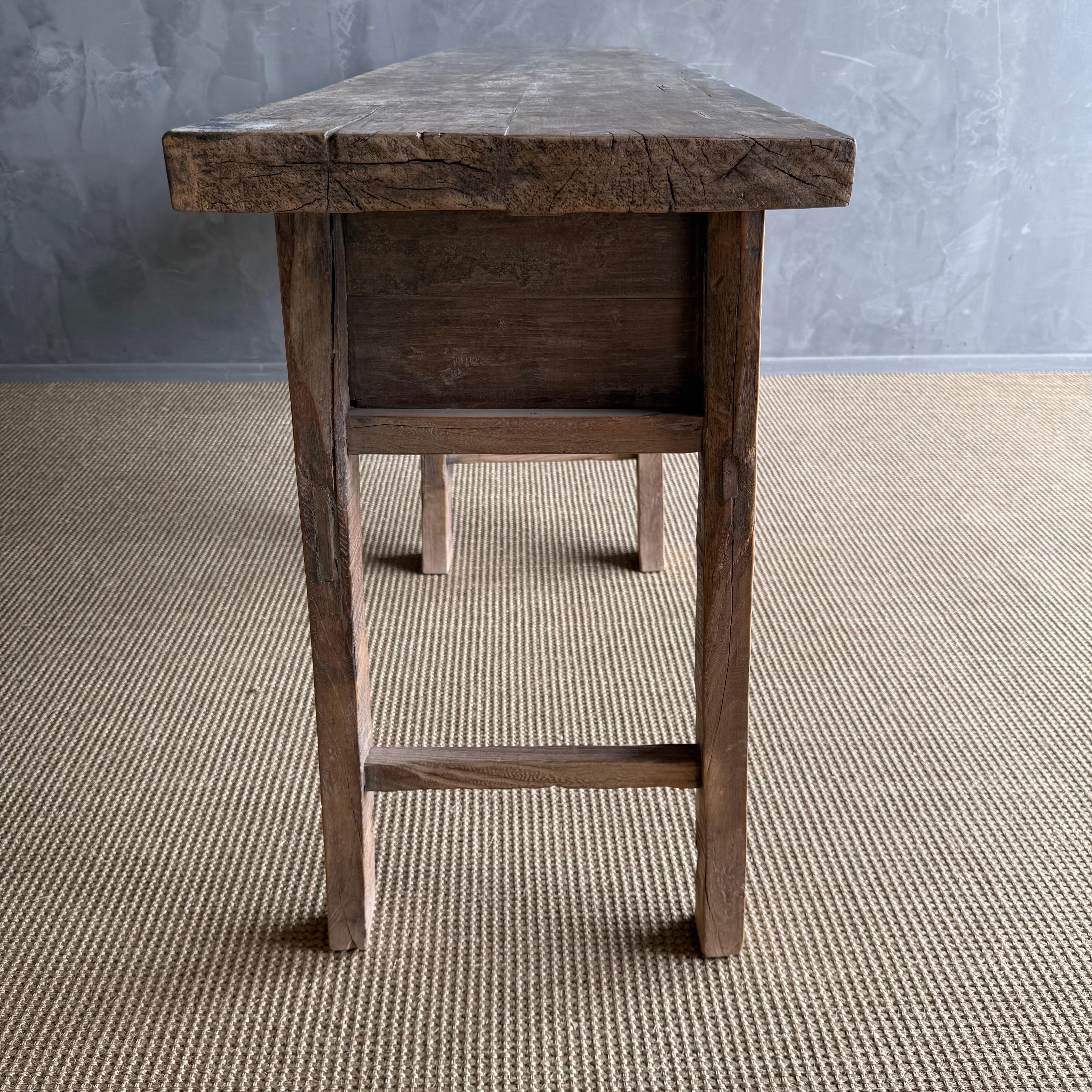 Table console vintage en bois d'orme 82.5