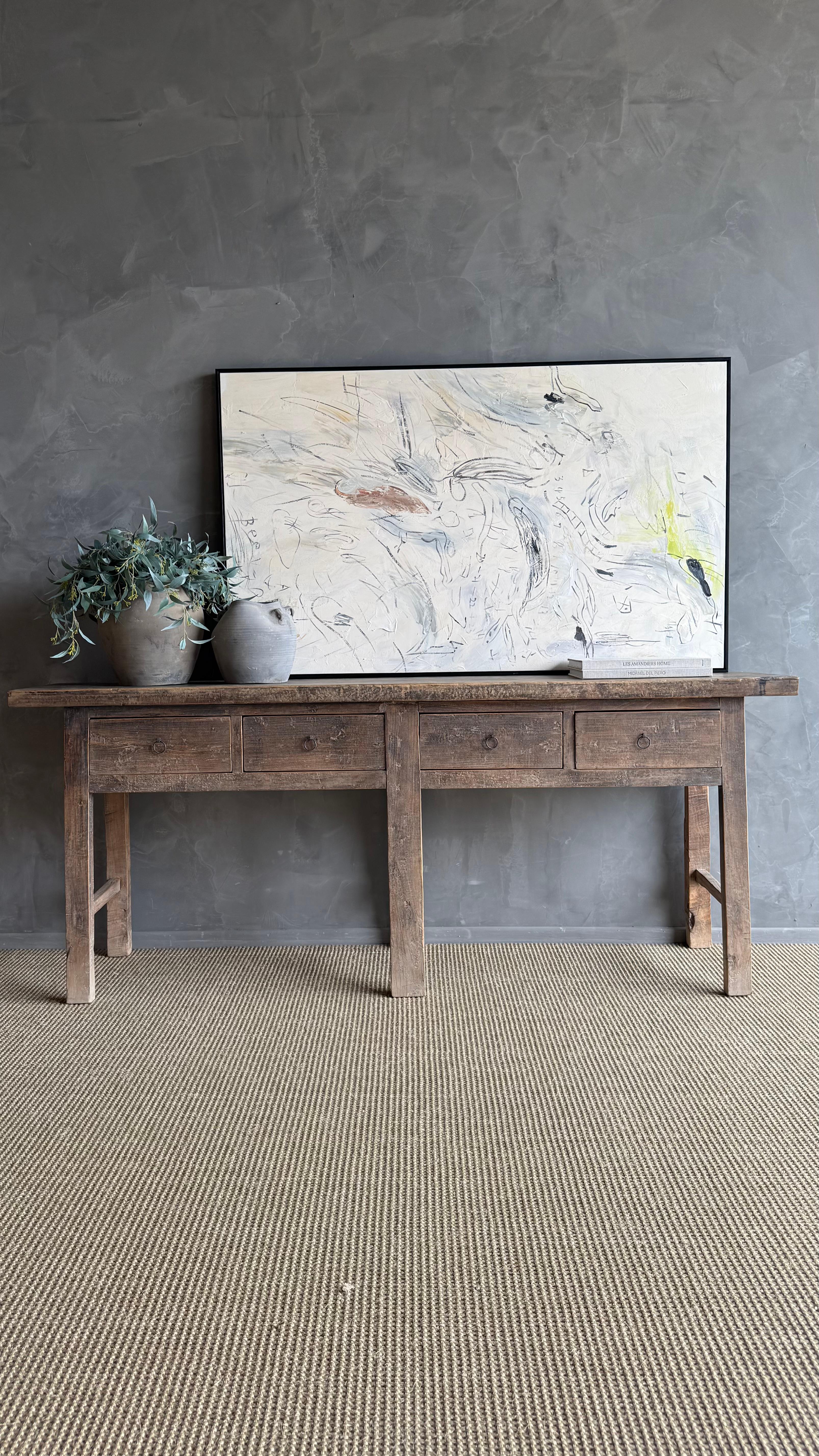 Table console vintage en bois d'orme 82.5