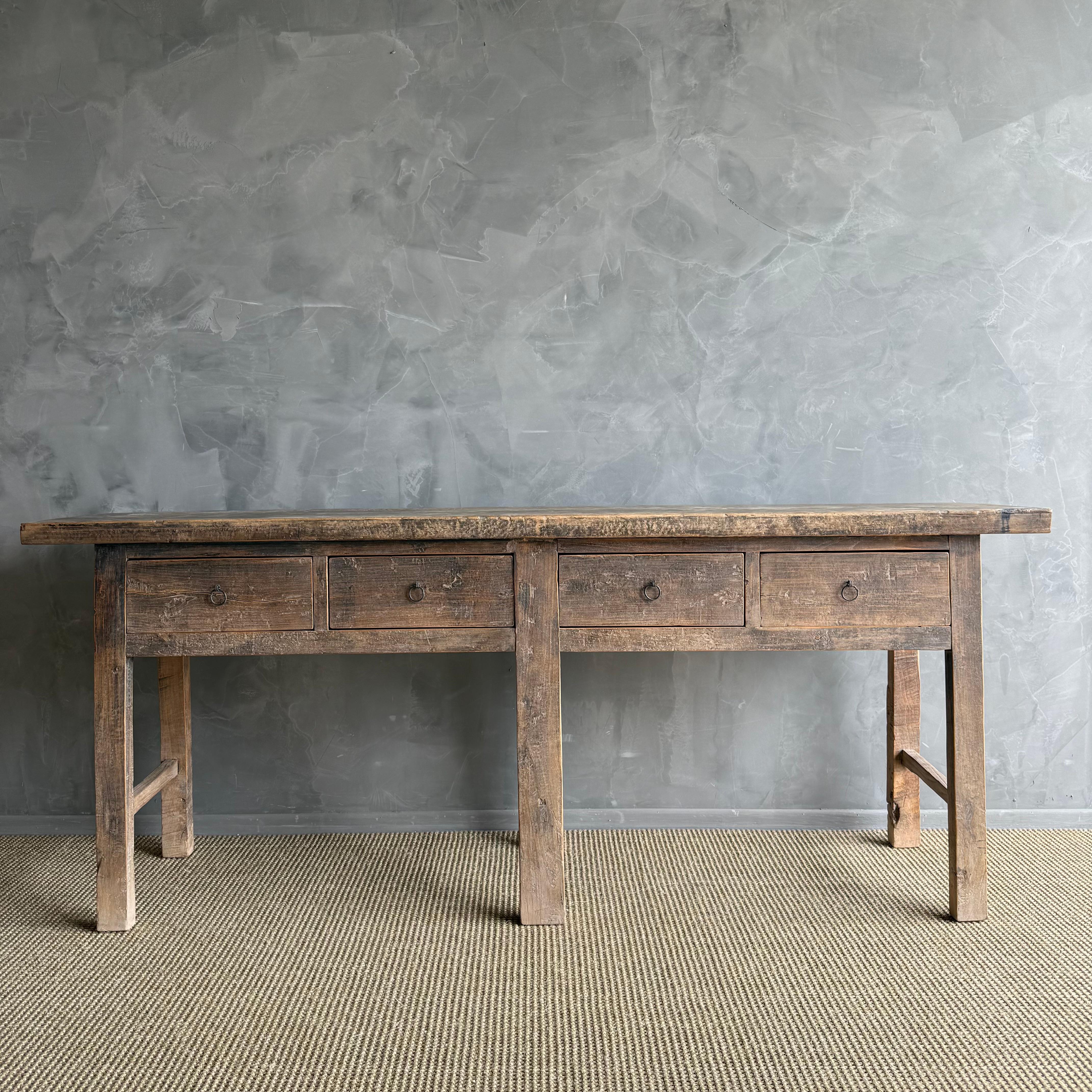 Organique Table console vintage en bois d'orme 82.5