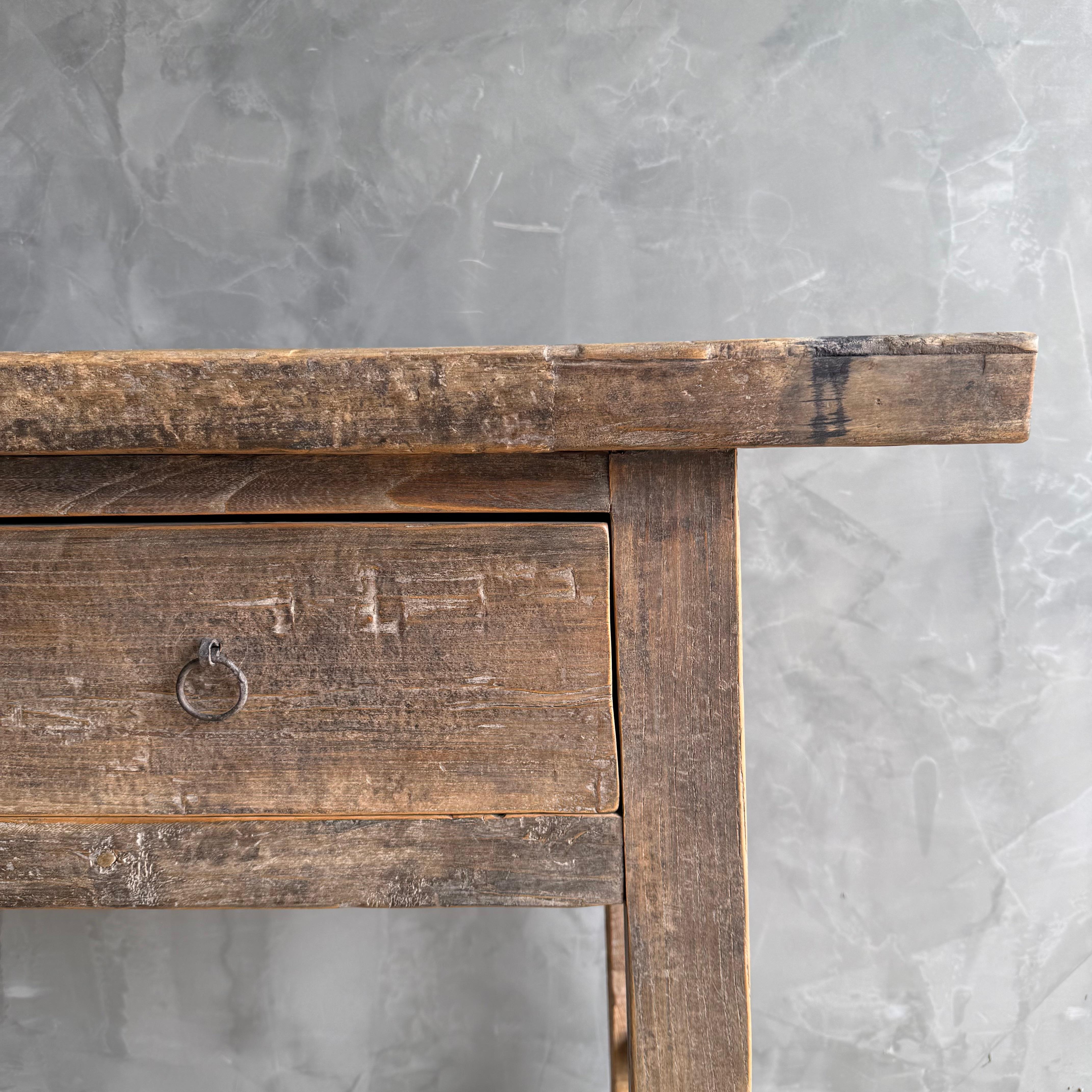 Peint Table console vintage en bois d'orme 82.5
