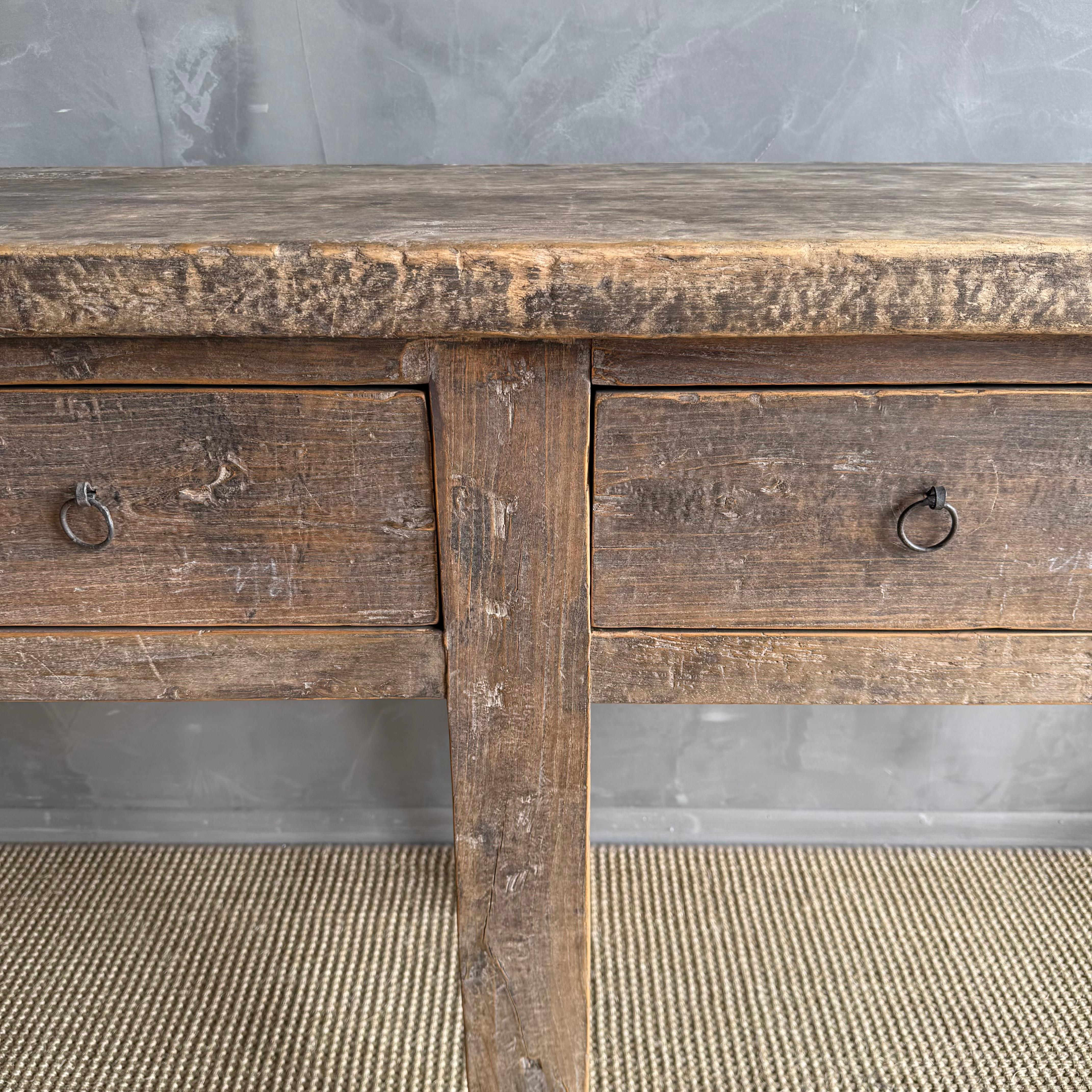 Table console vintage en bois d'orme 82.5