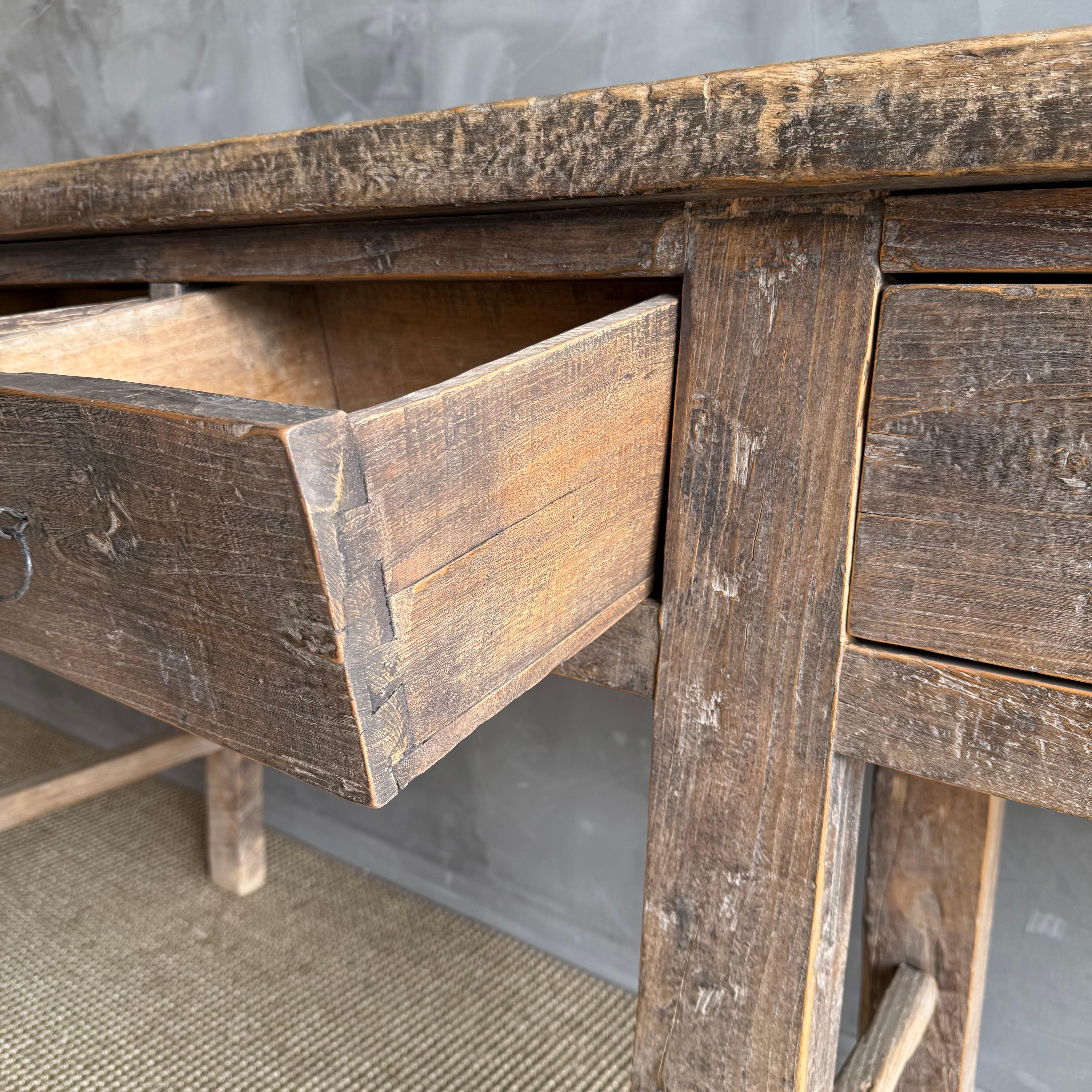 Orme Table console vintage en bois d'orme 82.5