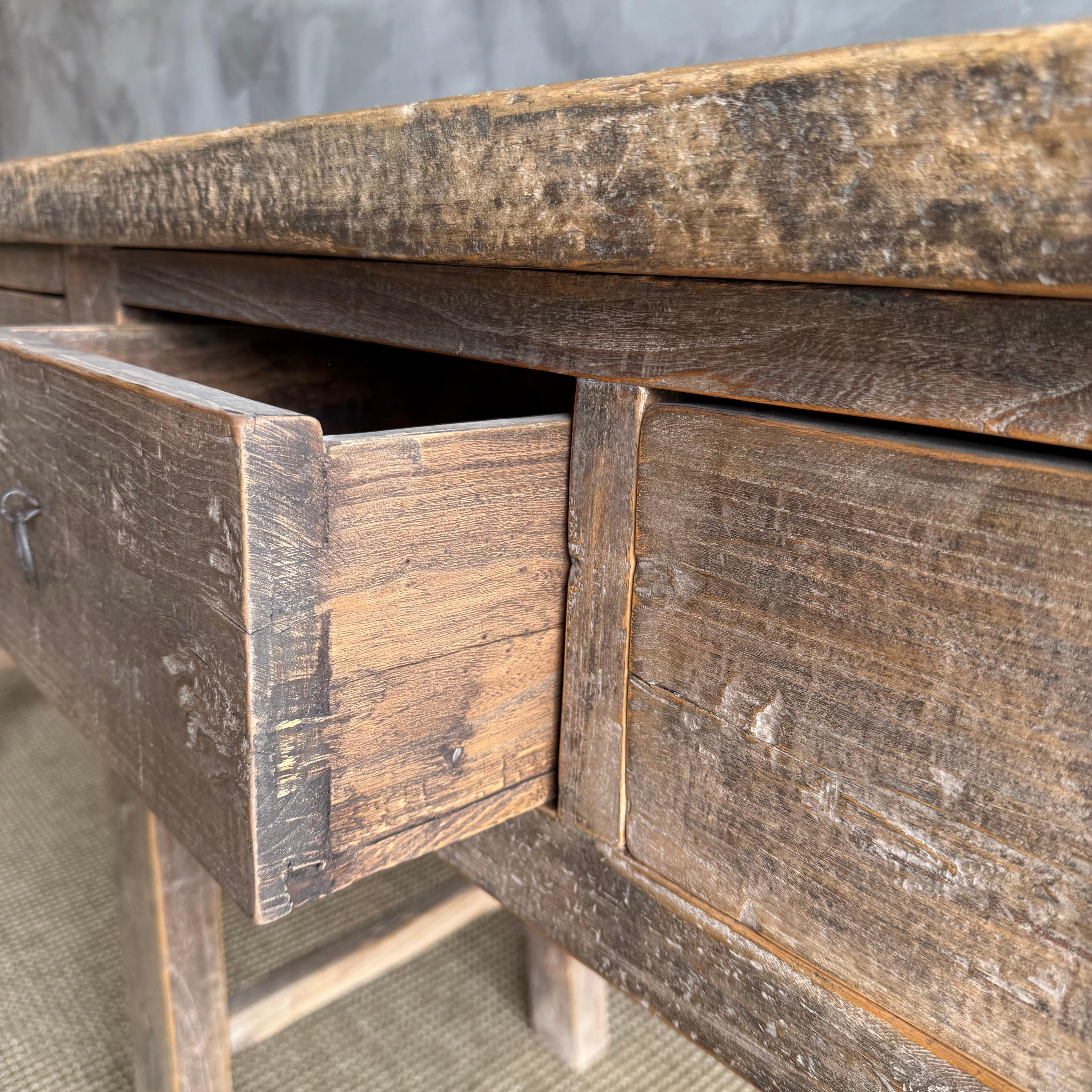 Table console vintage en bois d'orme 82.5