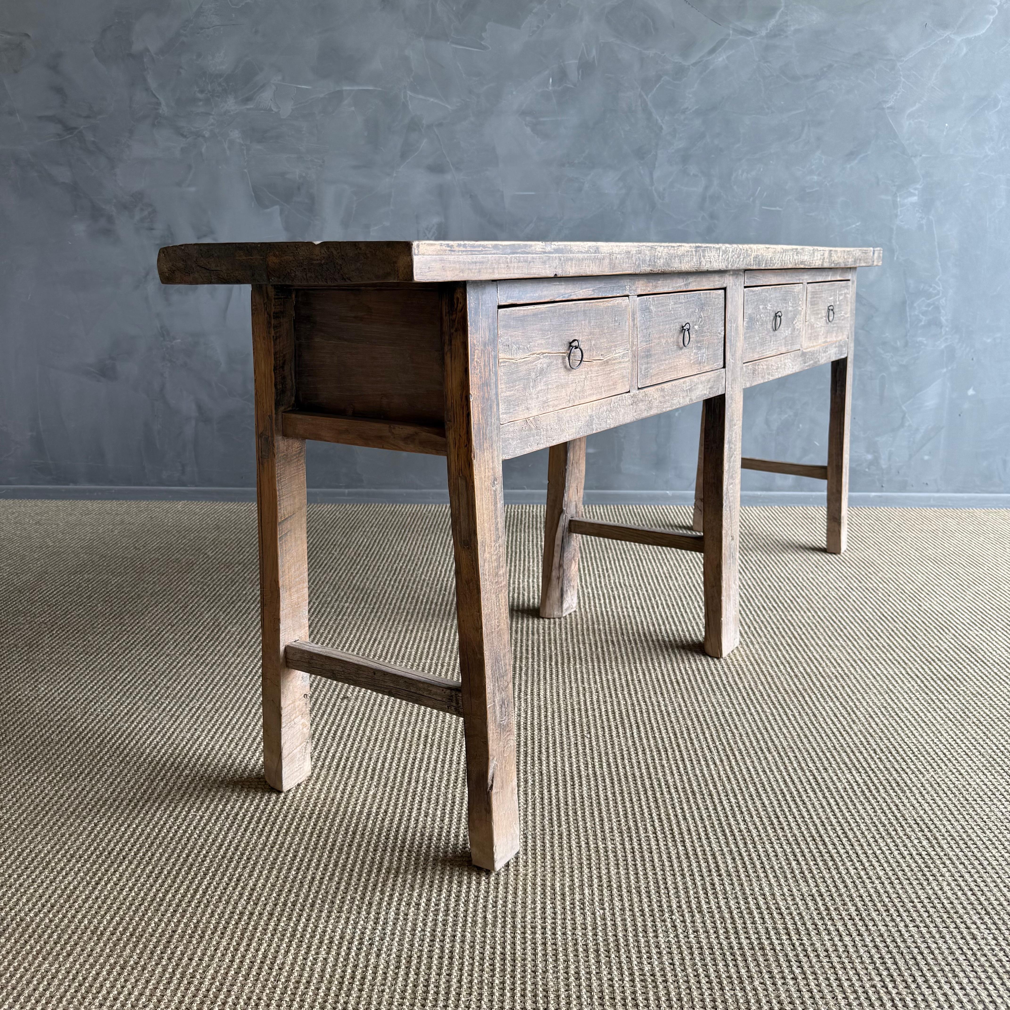 Table console vintage en bois d'orme 82.5