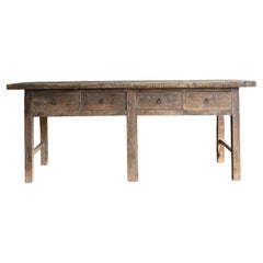 Vintage-Konsolentisch aus Ulmenholz 82.5"