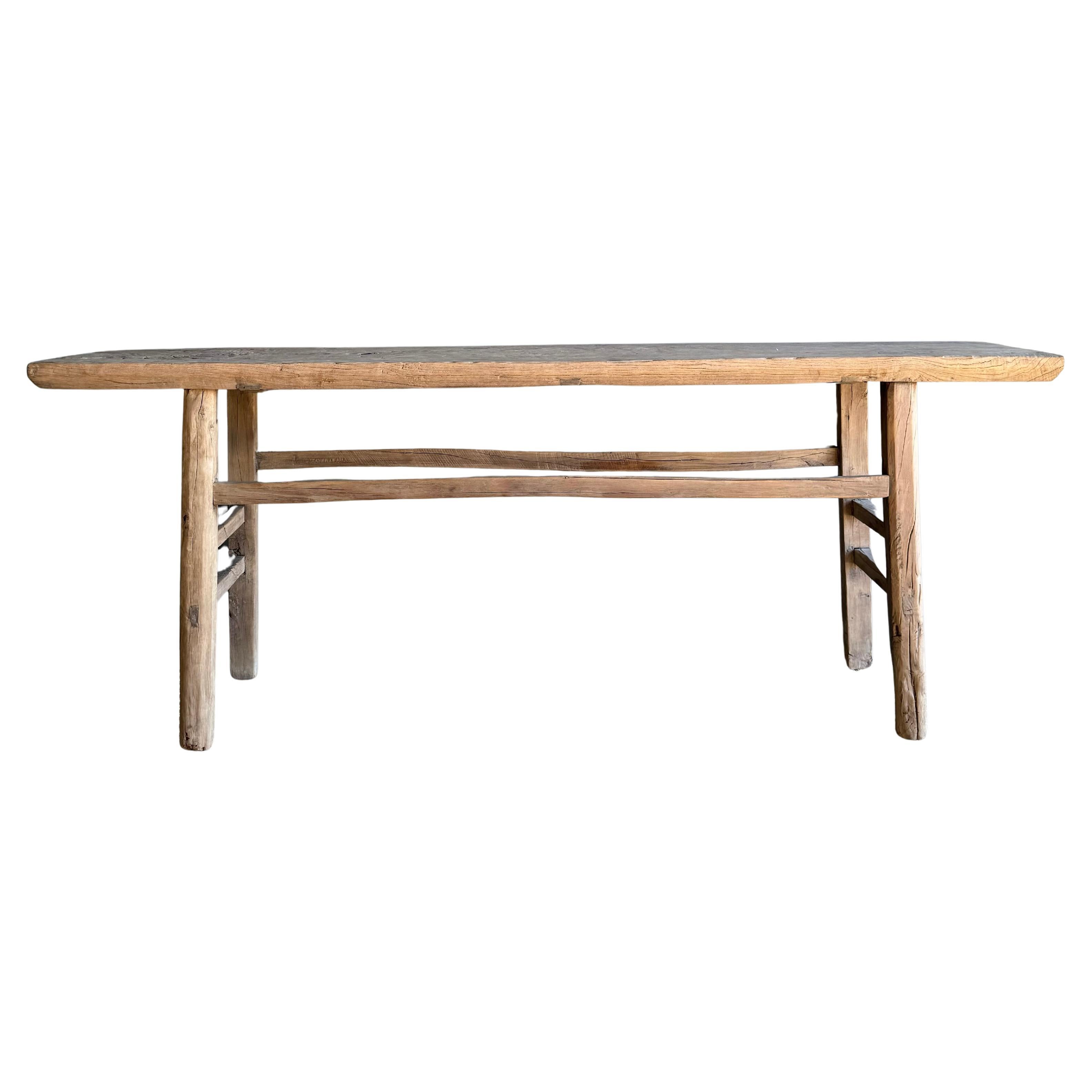 Tavolo consolle in legno di olmo vintage da 83 pollici