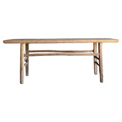 Vintage Elm Wood Console Table 83"