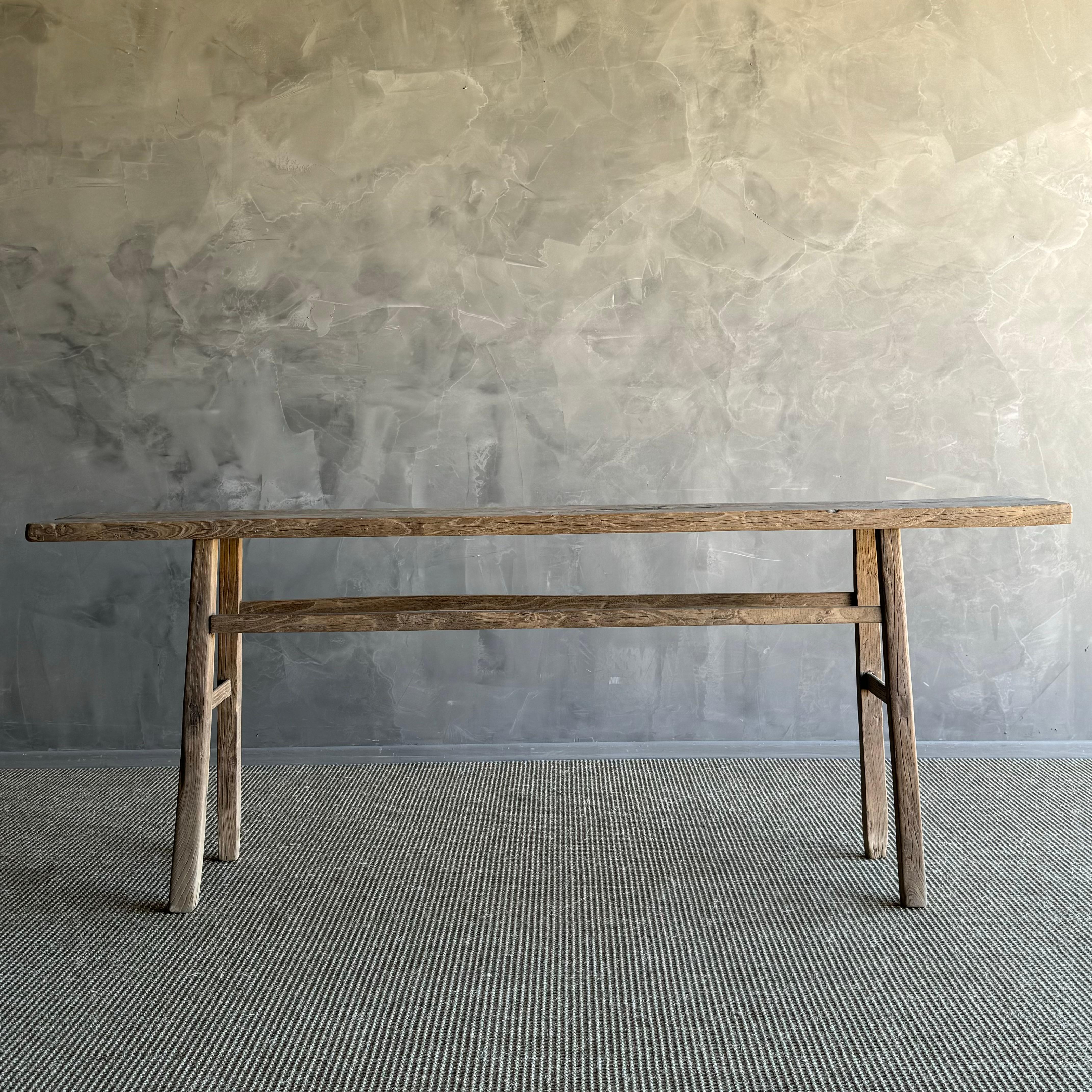 Organico moderno Tavolo consolle in legno di olmo vintage da 84 pollici