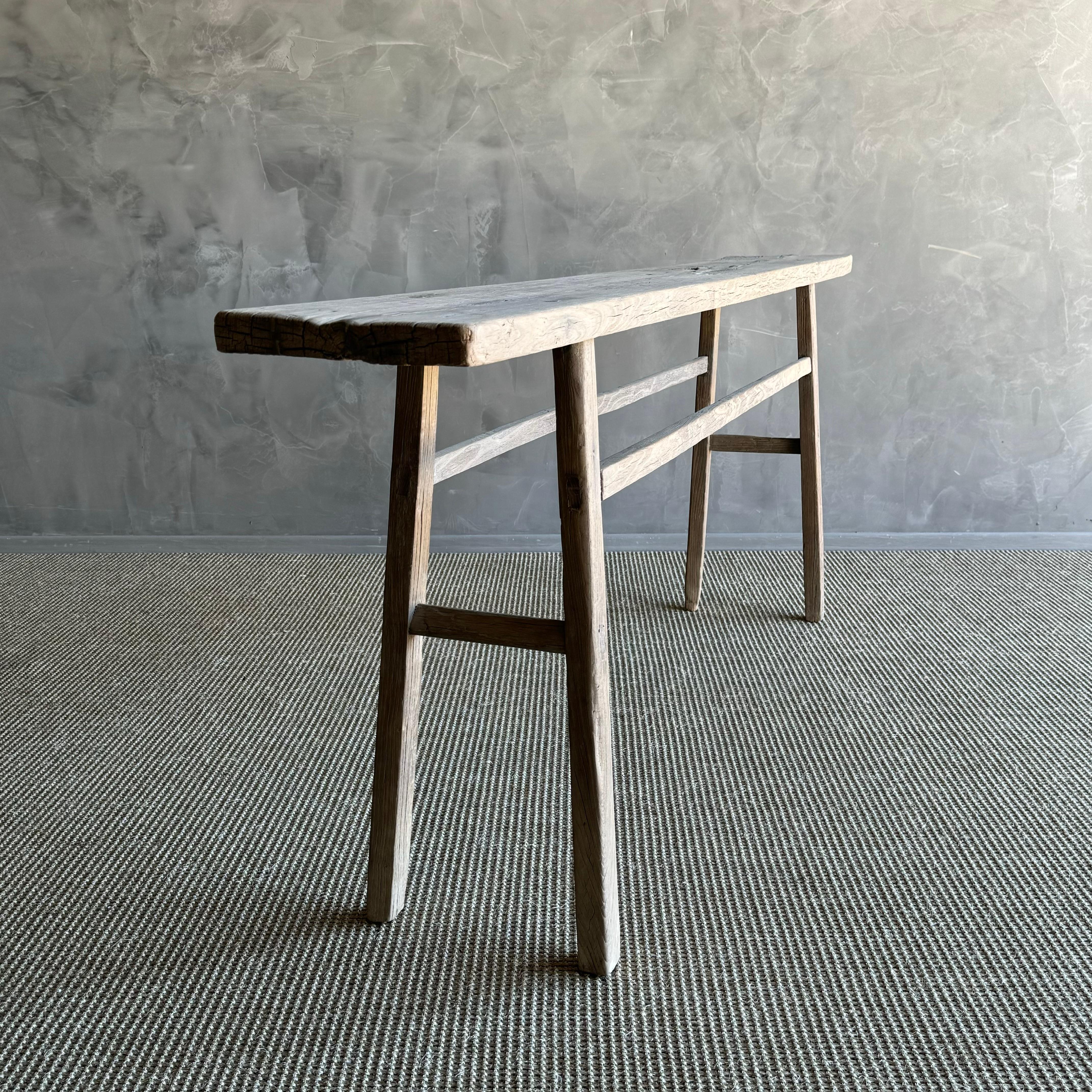 XX secolo Tavolo consolle in legno di olmo vintage da 84 pollici