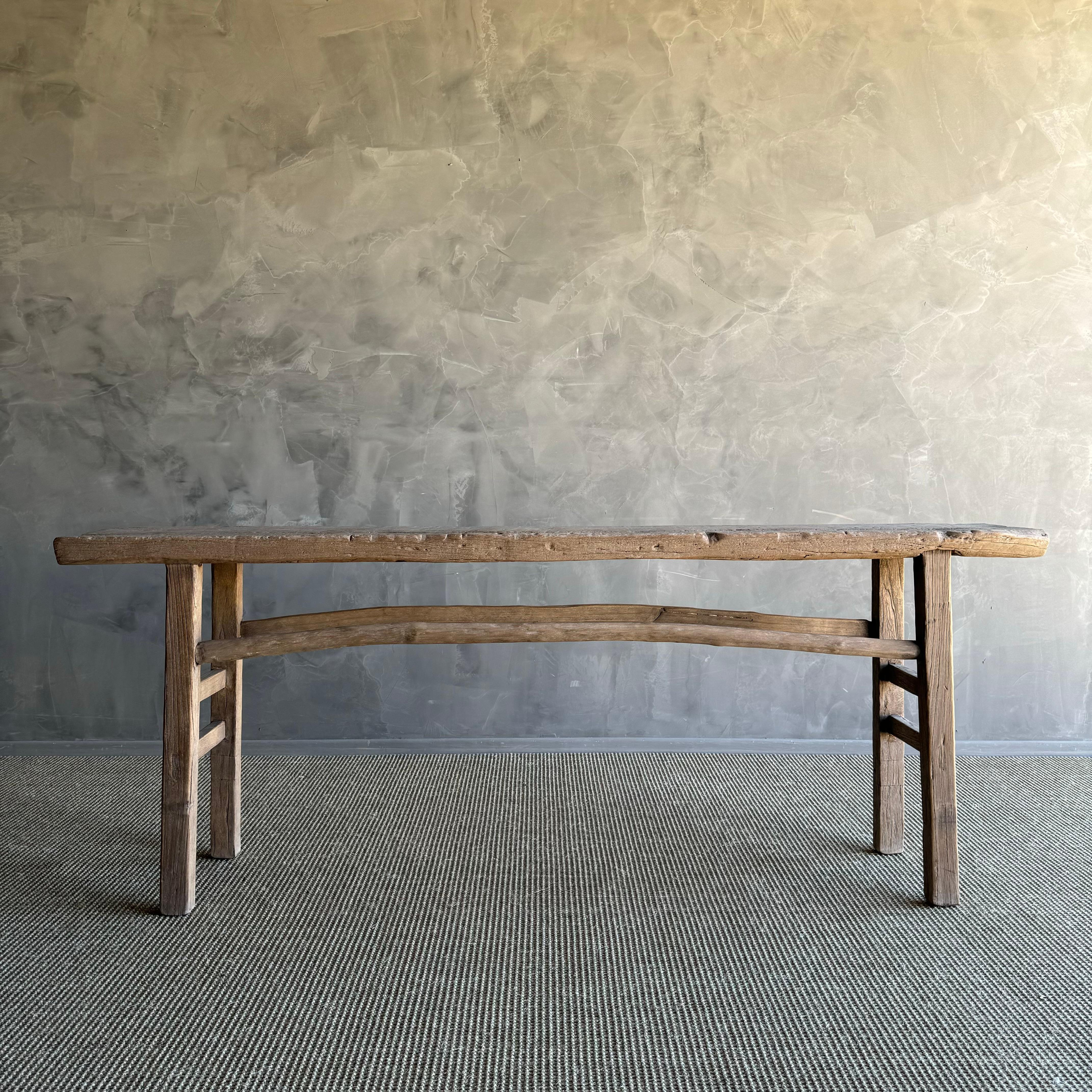 Organico moderno Tavolo consolle in legno di olmo vintage da 86 pollici