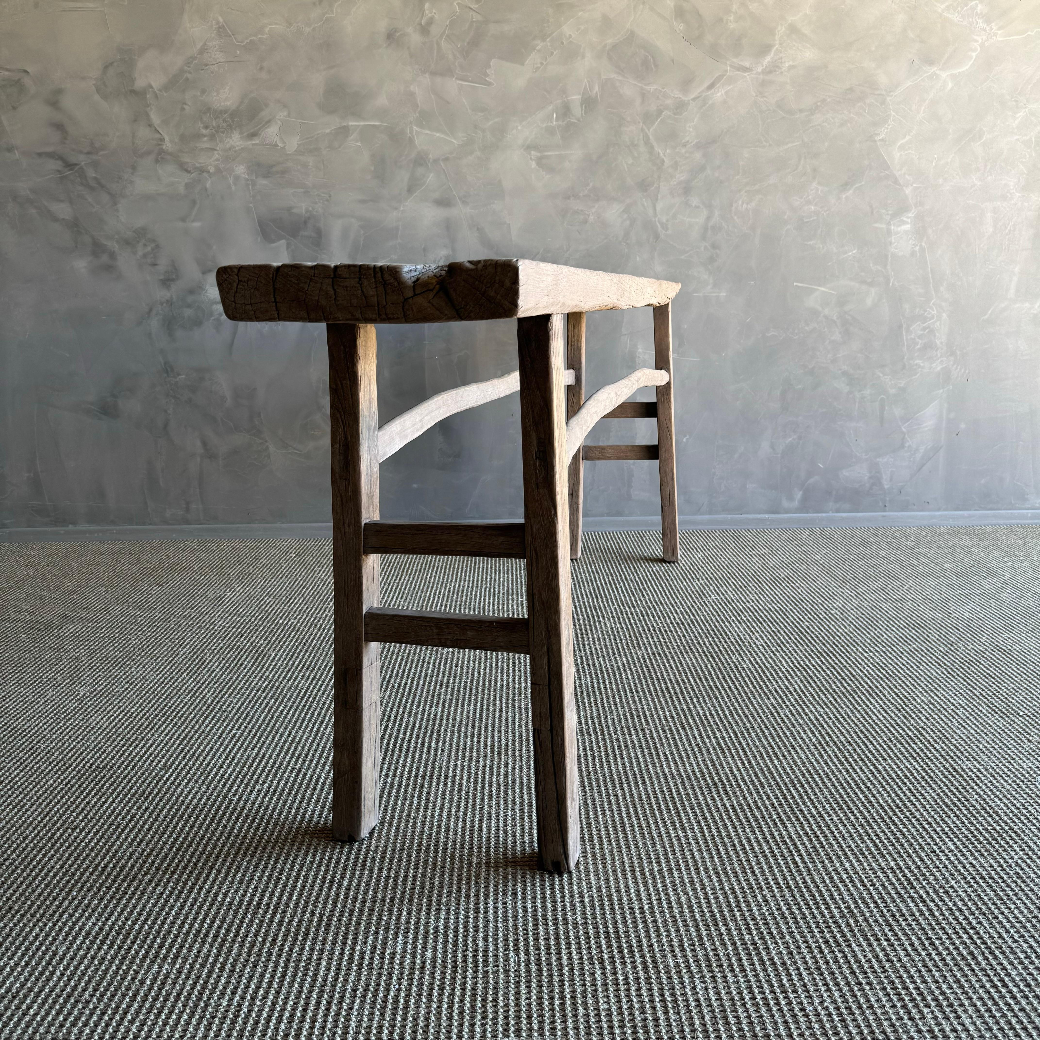 XX secolo Tavolo consolle in legno di olmo vintage da 86 pollici