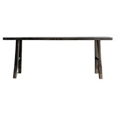Vintage Elm Wood Console Table 87"