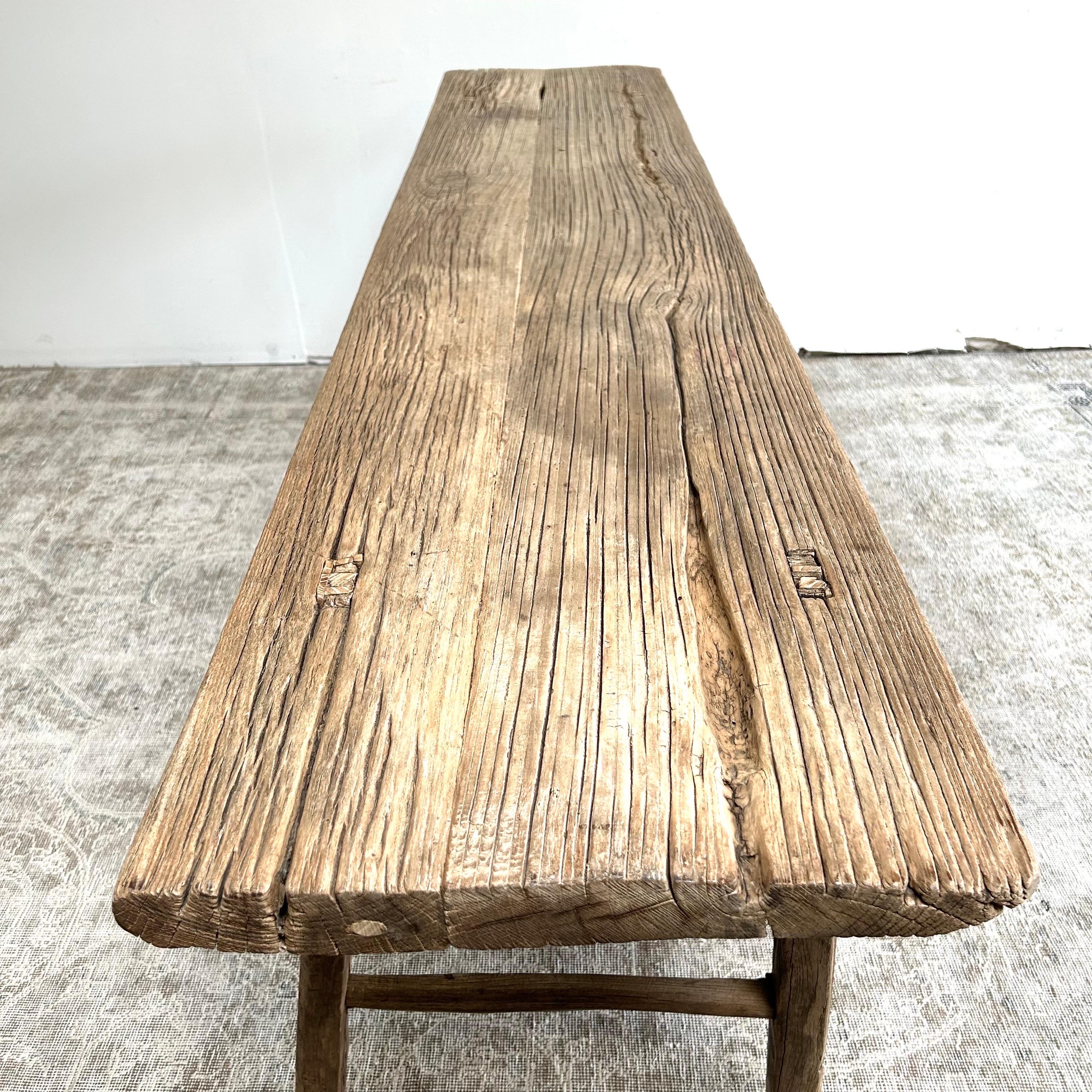 Vintage Elm Wood Console Table 6