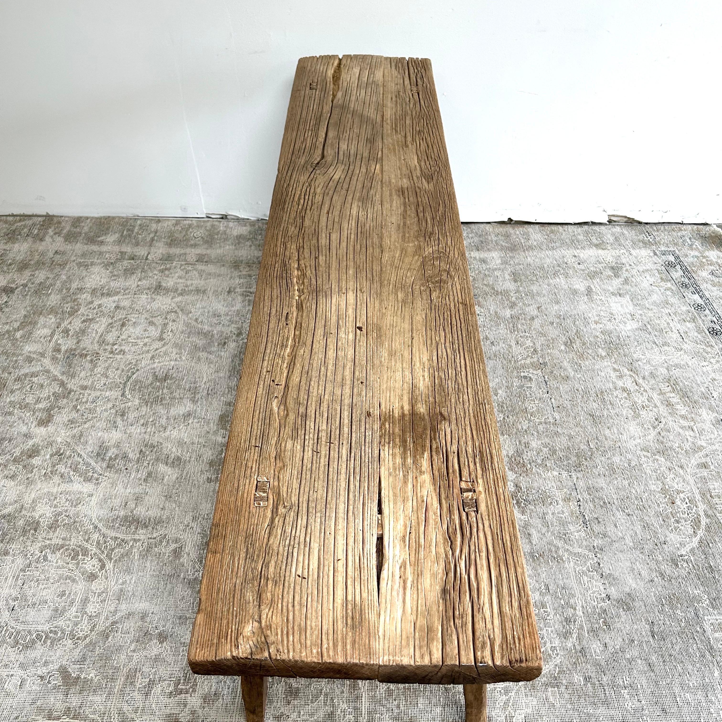 Vintage Elm Wood Console Table 1