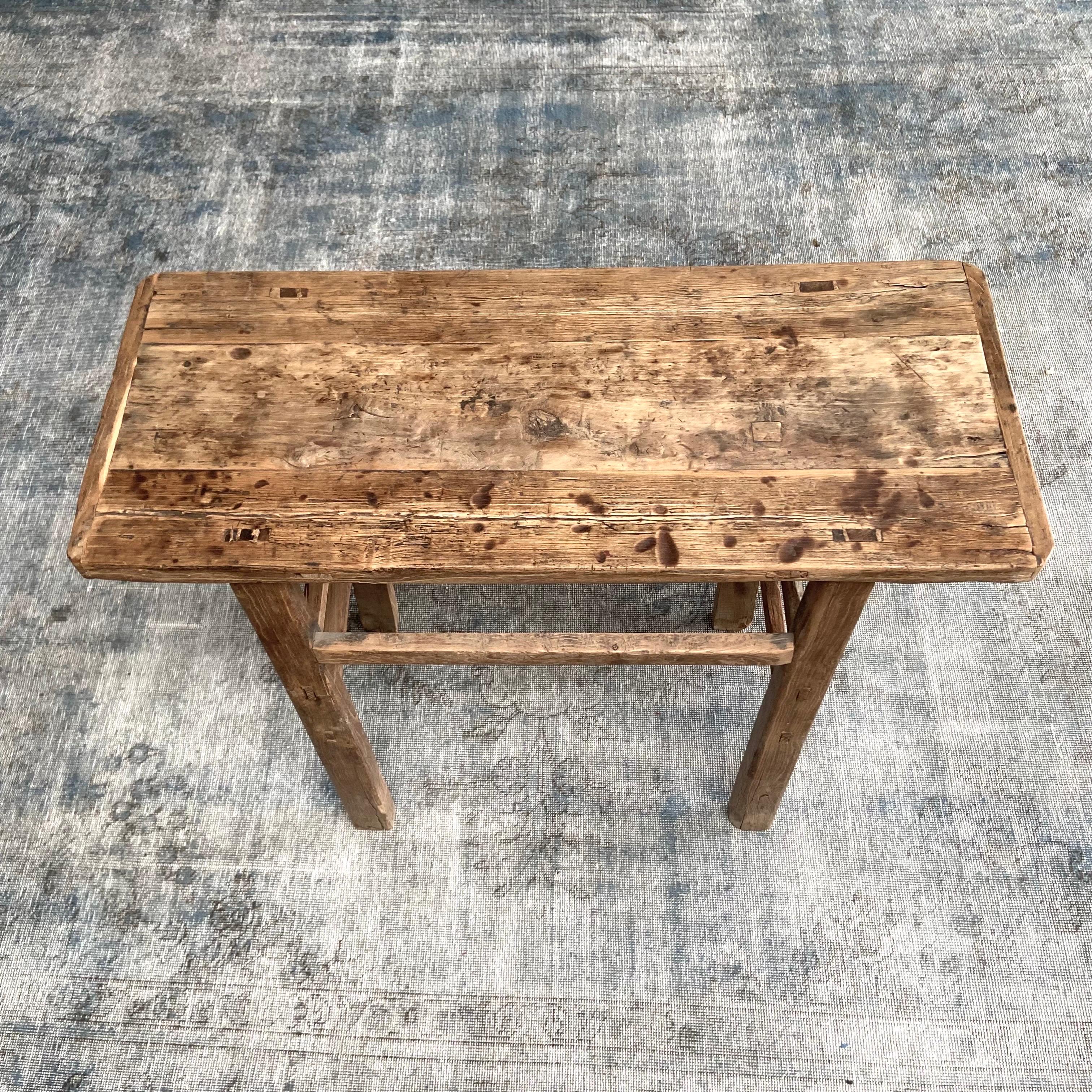 Vintage Elm Wood Console Table 7