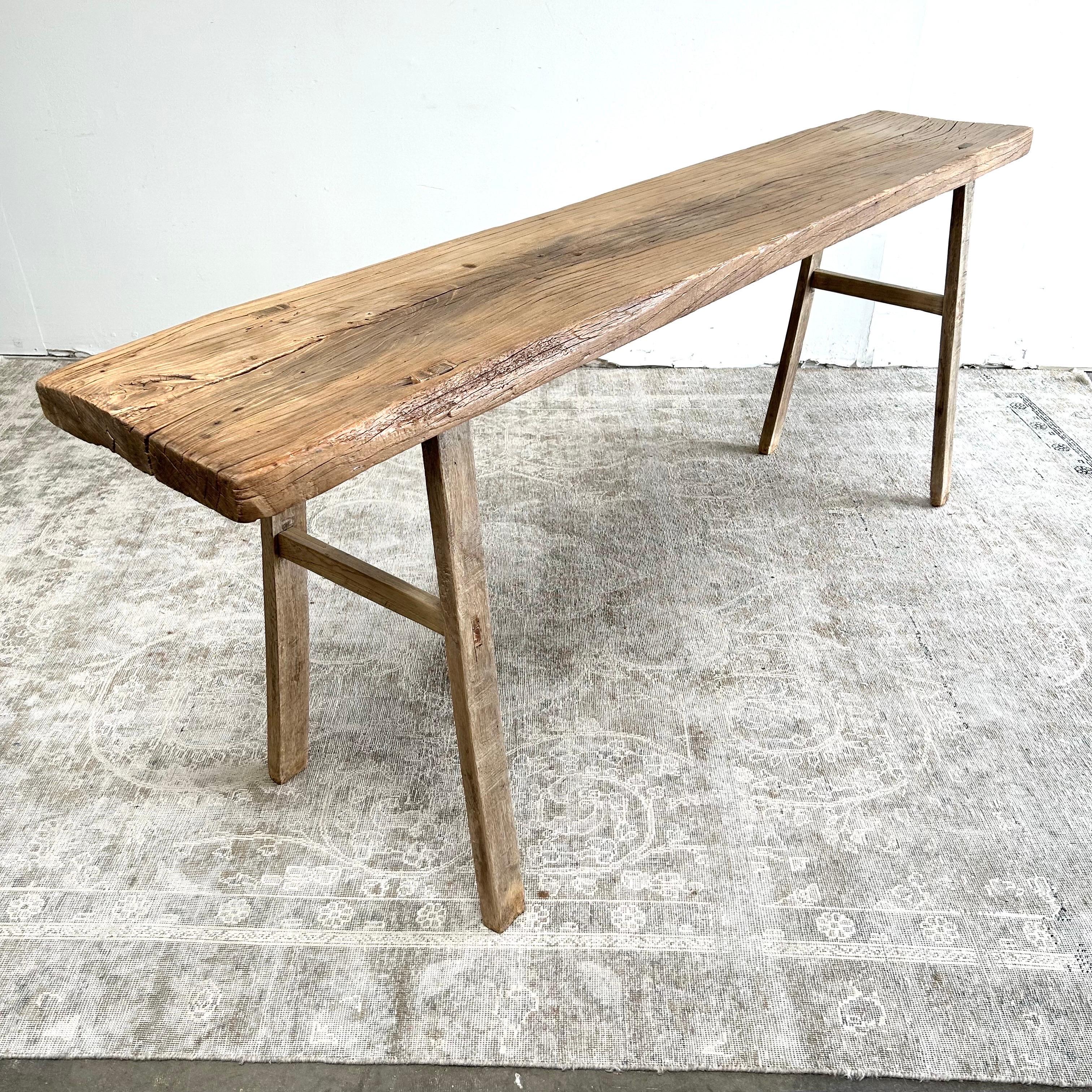 Vintage Elm Wood Console Table For Sale 10