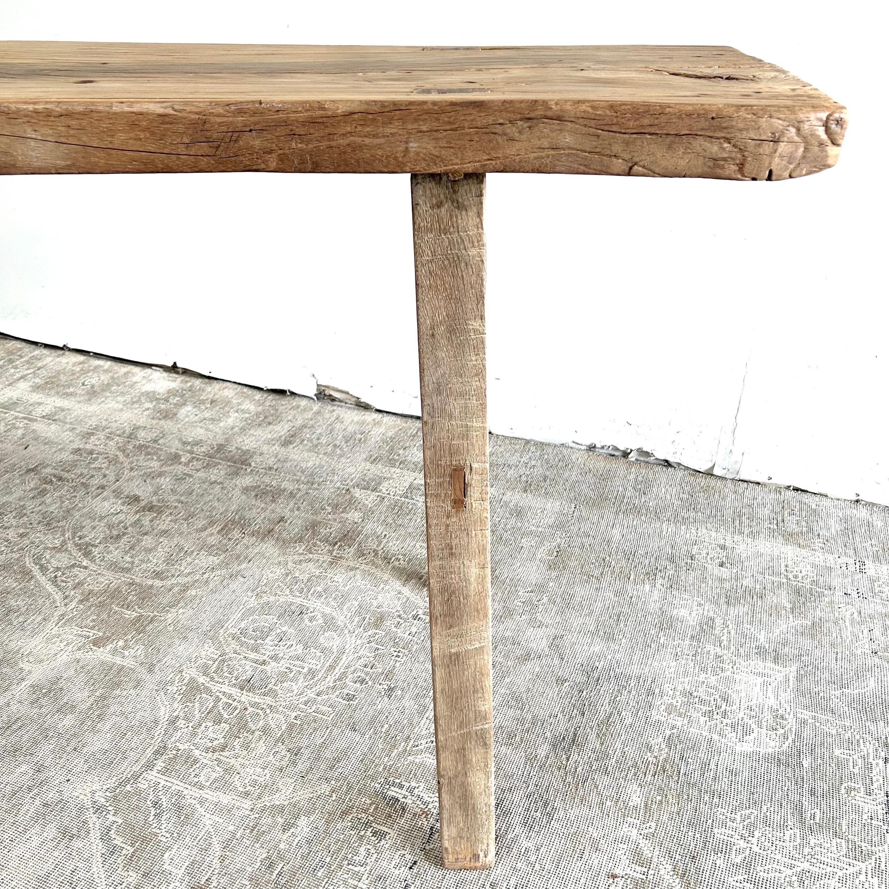 Vintage Elm Wood Console Table For Sale 14