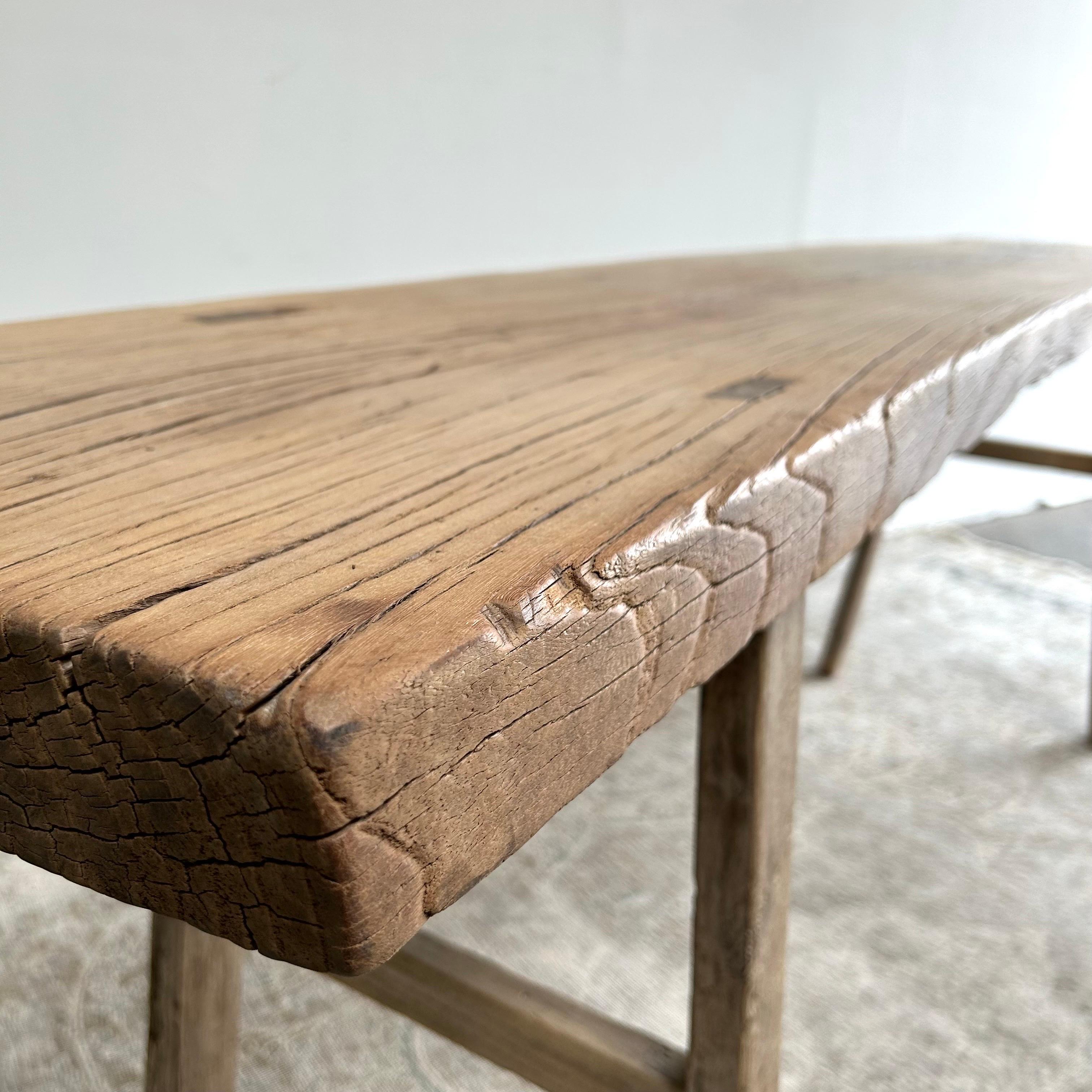 Vintage Elm Wood Console Table For Sale 15