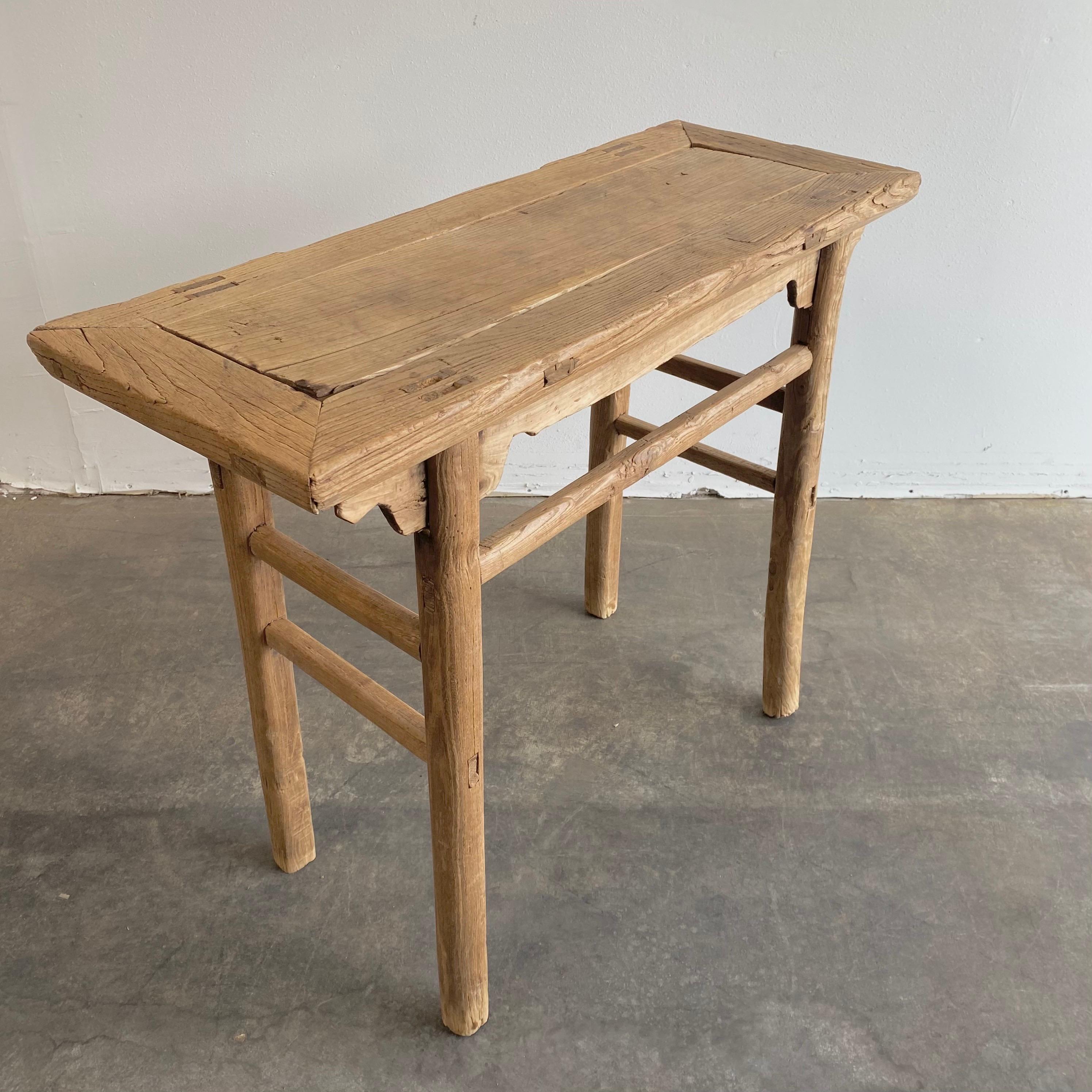 Vintage Antique Elm wood console table
Made from Vintage reclaimed elm wood. Beautiful antique patina, with weathering and age, these are solid and sturdy ready for daily use, use as a entry table, sofa table or console in a dining room. Great in a