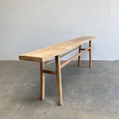 Vintage Elm Wood Console Table