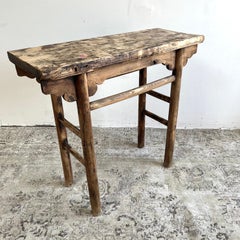 Vintage Elm Wood Console Table
