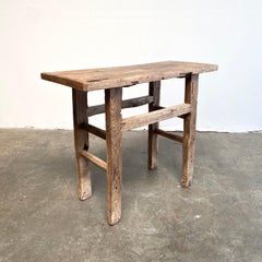Vintage Elm Wood Console Table