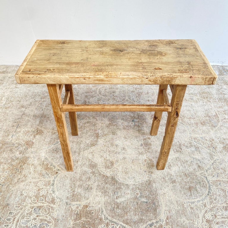 Vintage Elm Wood Console Table at 1stDibs