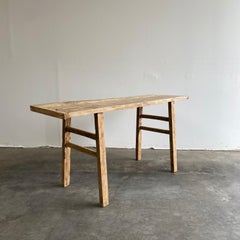 Vintage Elm Wood Console Table