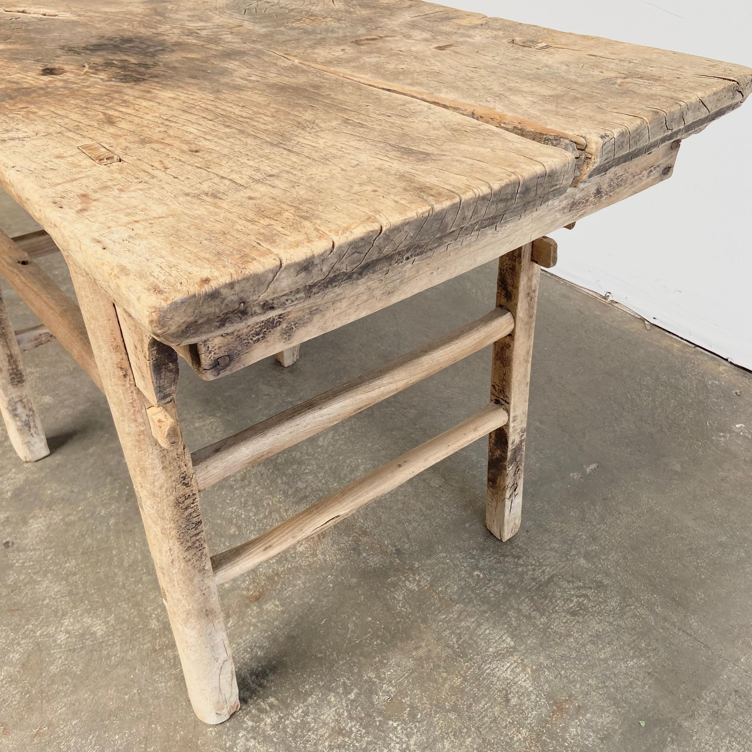 Asian Vintage Elm Wood Console Table