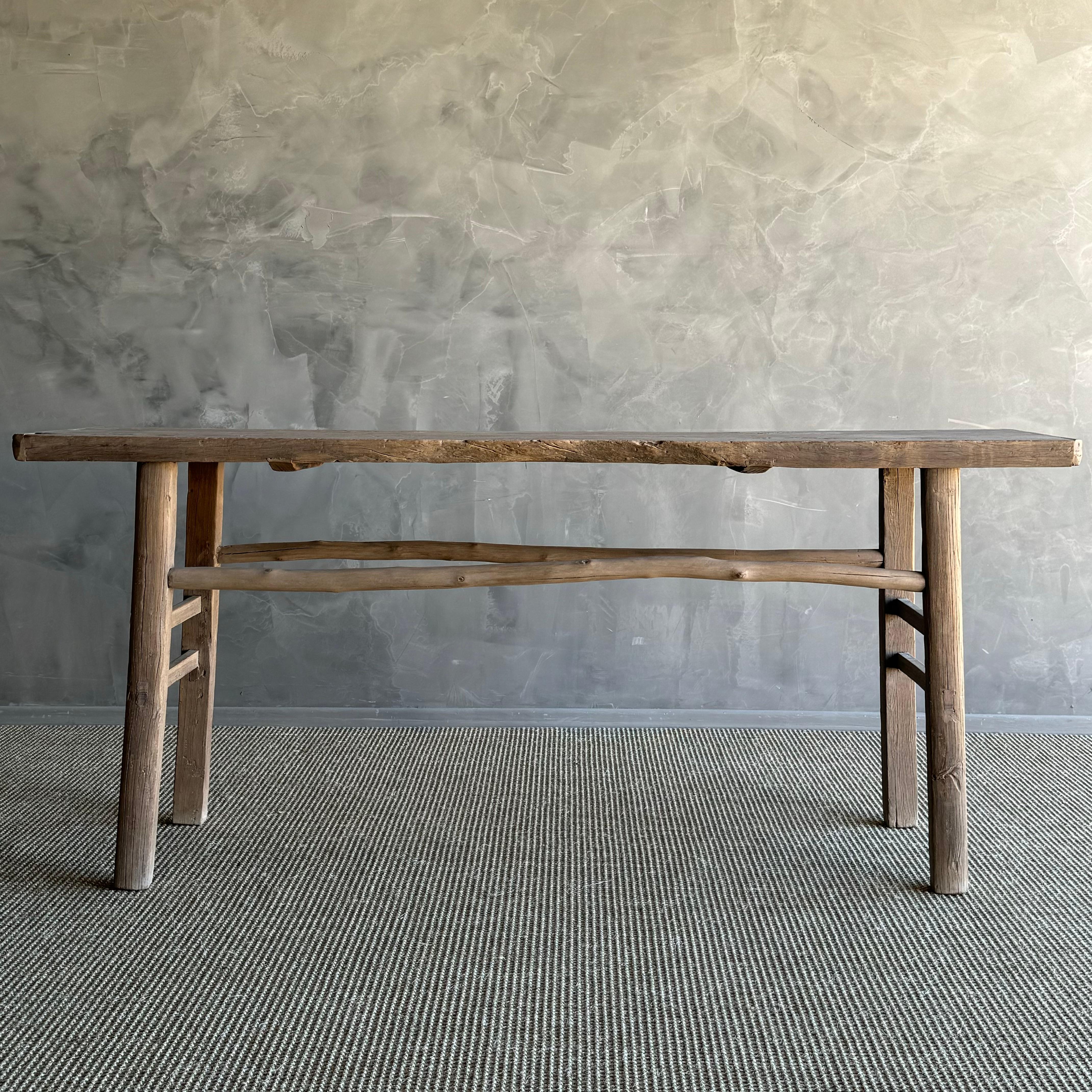 Organic Modern Vintage Elm Wood Console Table