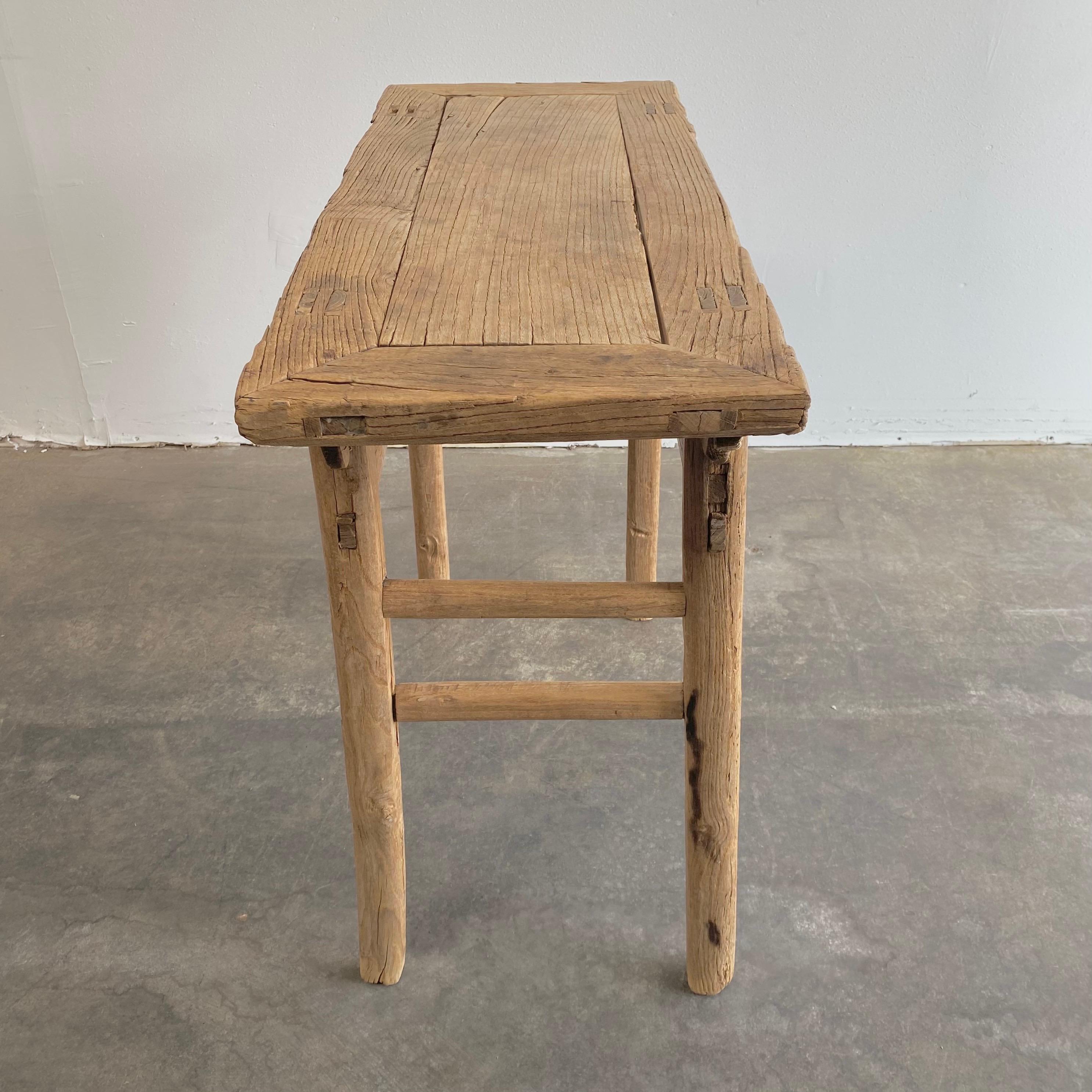 Vintage Elm Wood Console Table 1