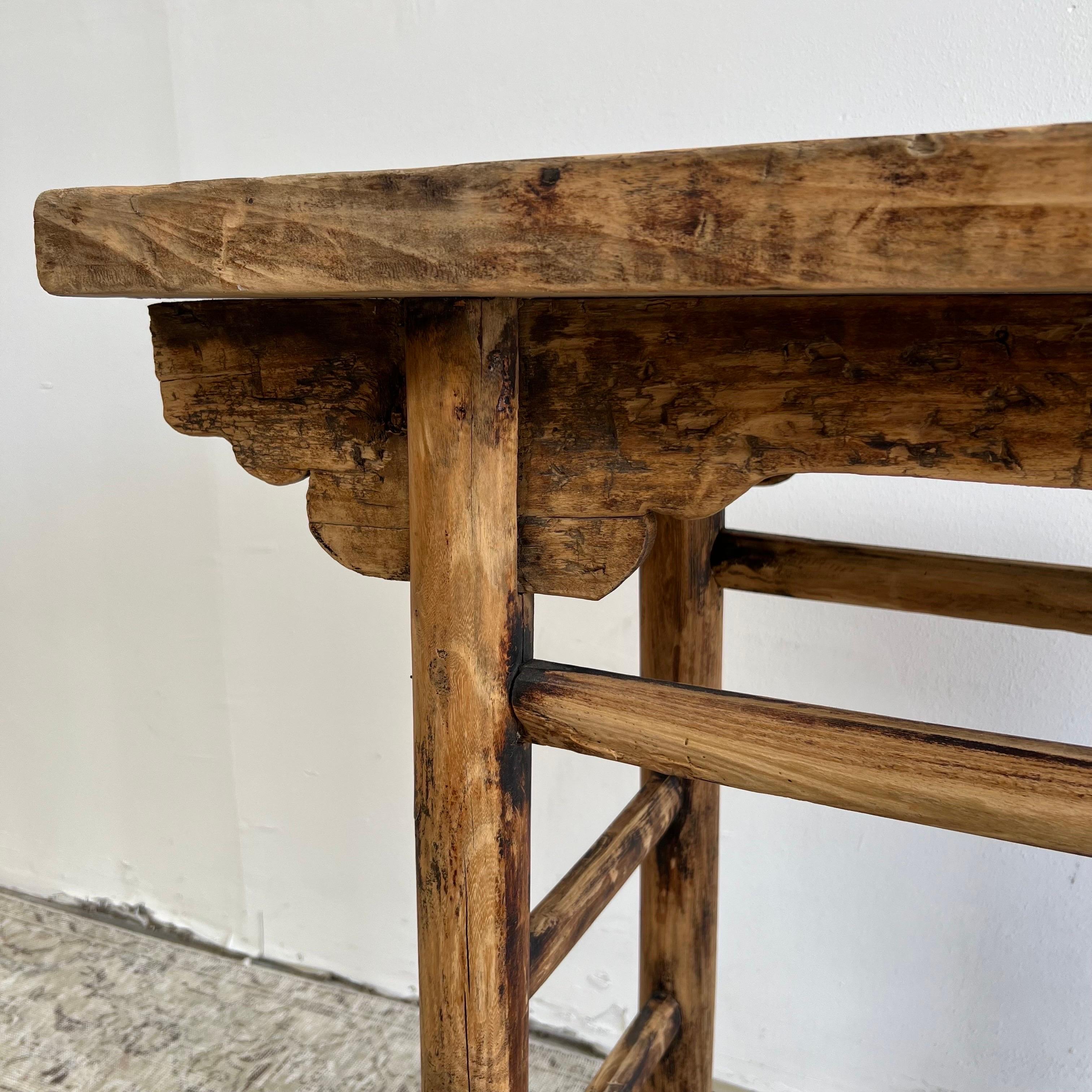 Vintage Elm Wood Console Table For Sale 1