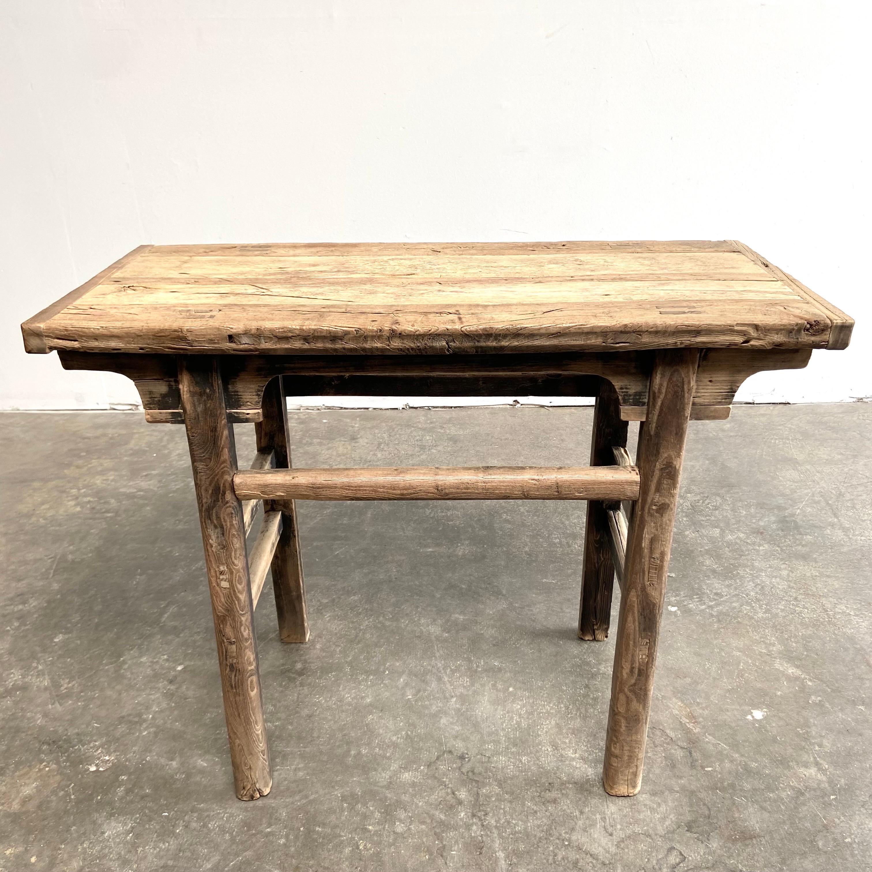 20th Century Vintage Elm Wood Console Table For Sale