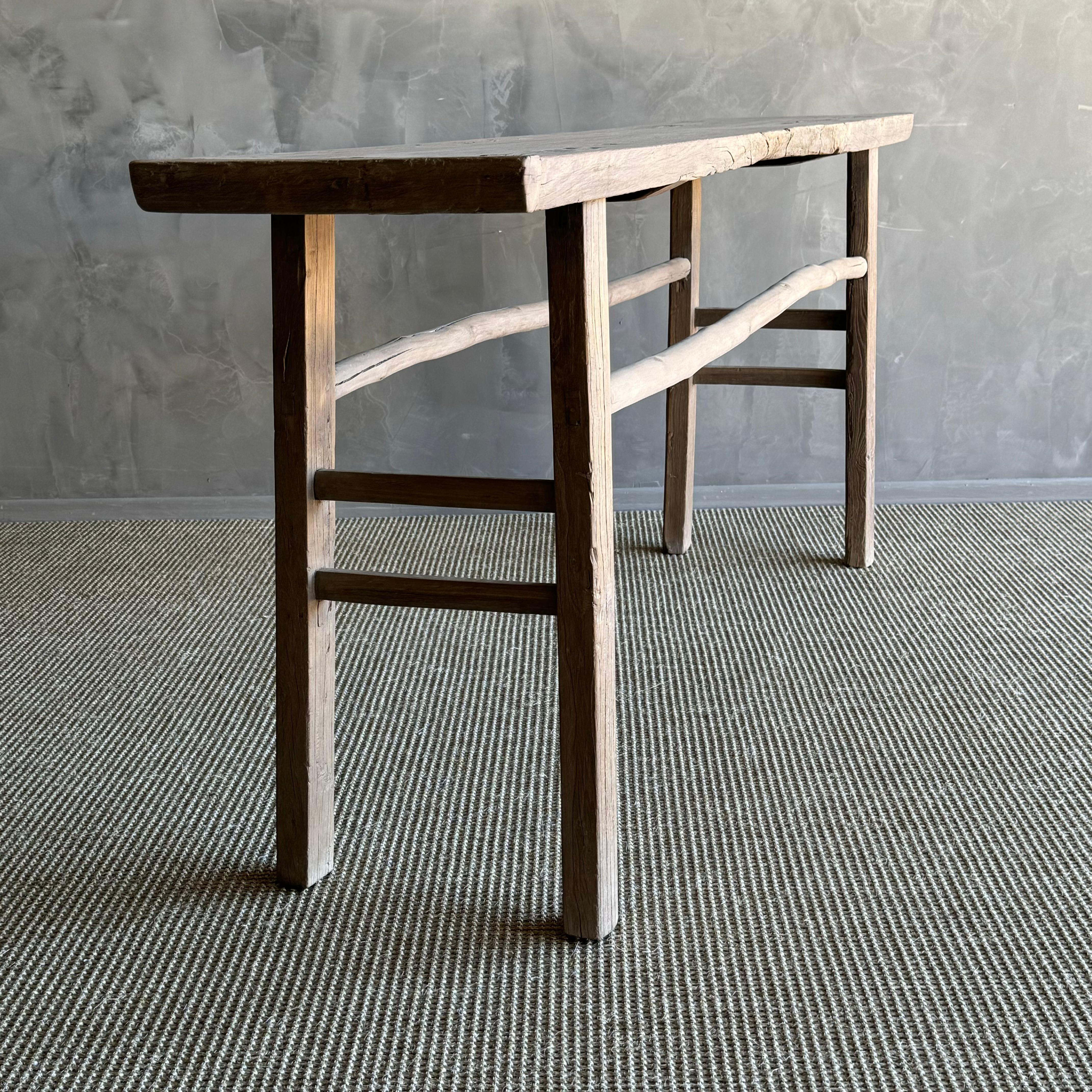 20th Century Vintage Elm Wood Console Table