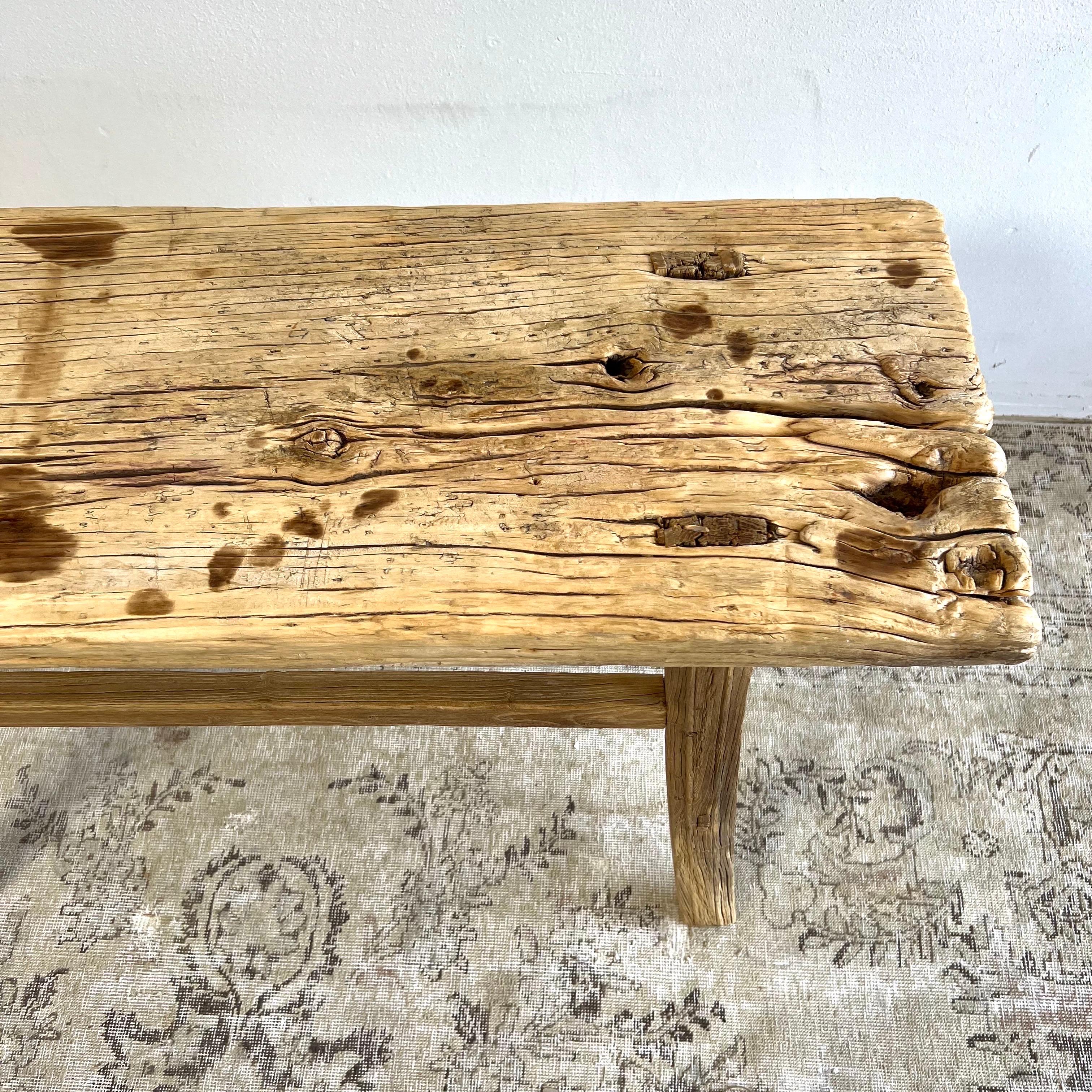 Table console vintage en bois d'orme en vente 1