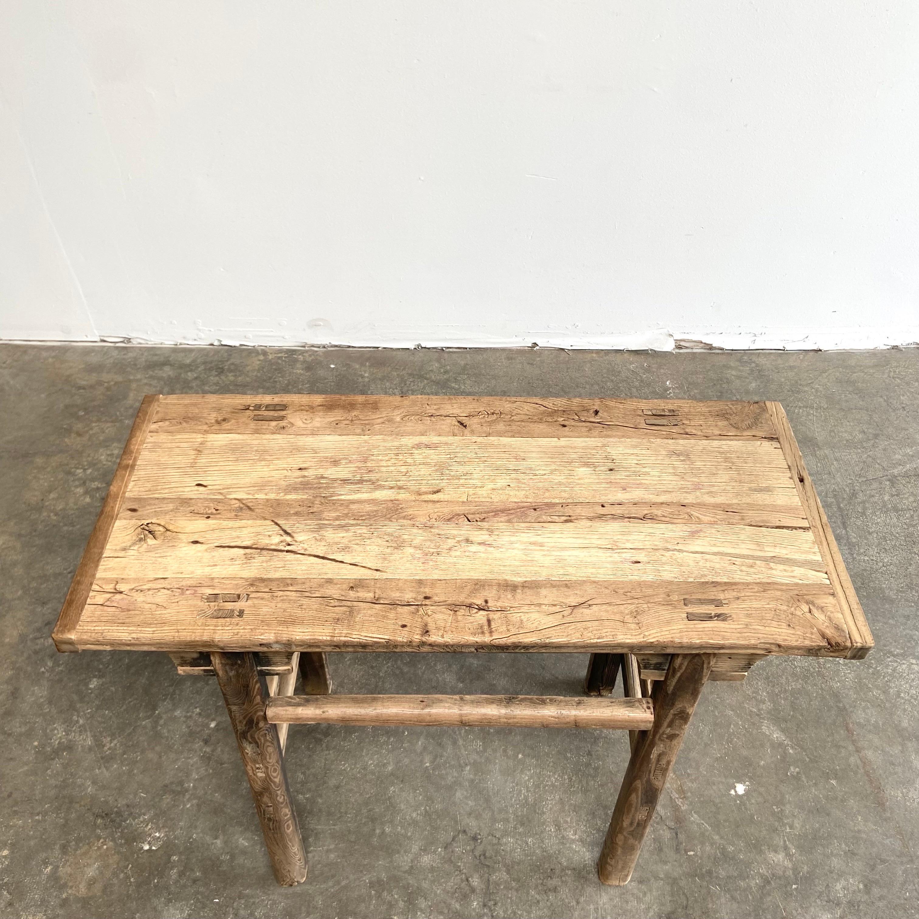 Table console vintage en bois d'orme en vente 1
