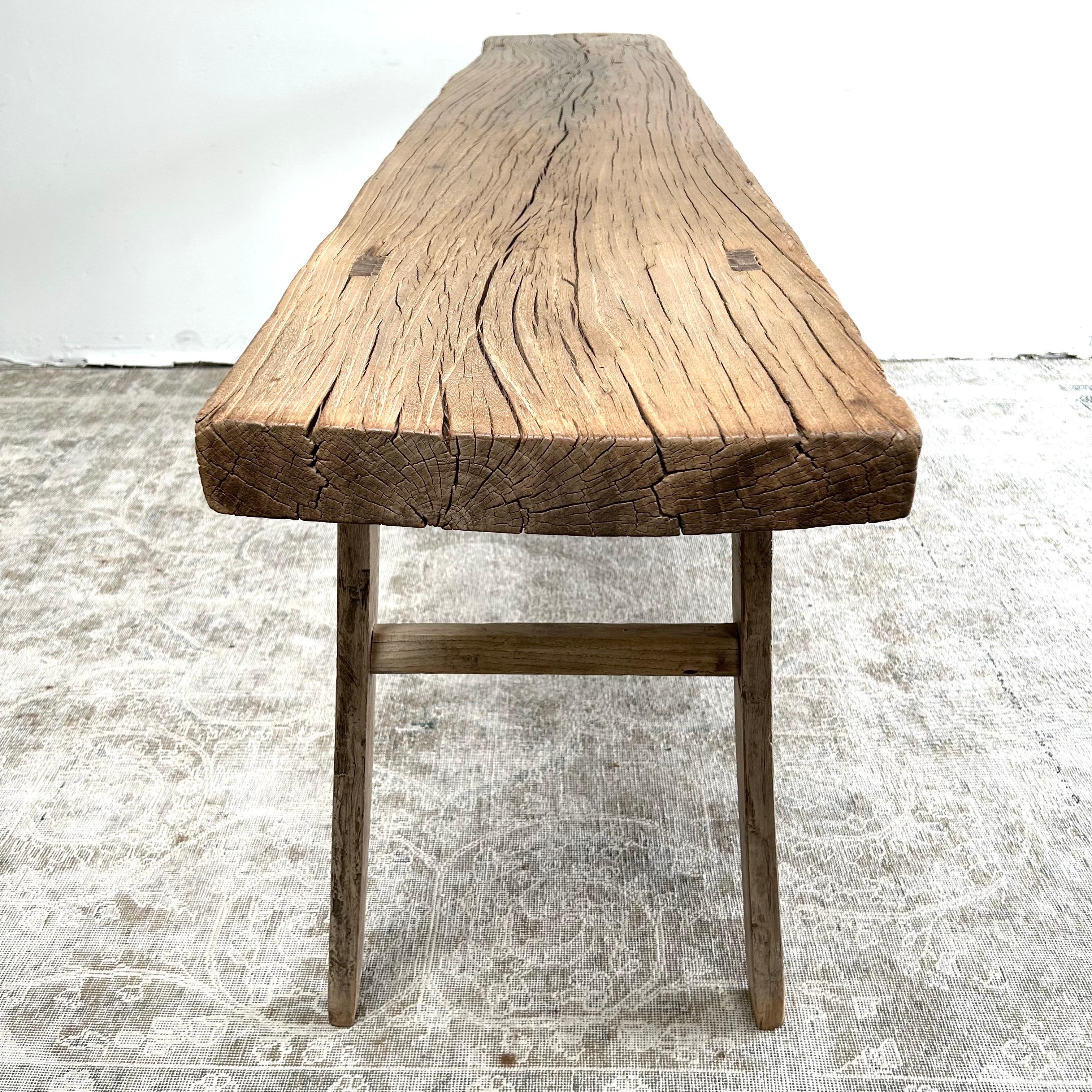 Vintage Elm Wood Console Table For Sale 2